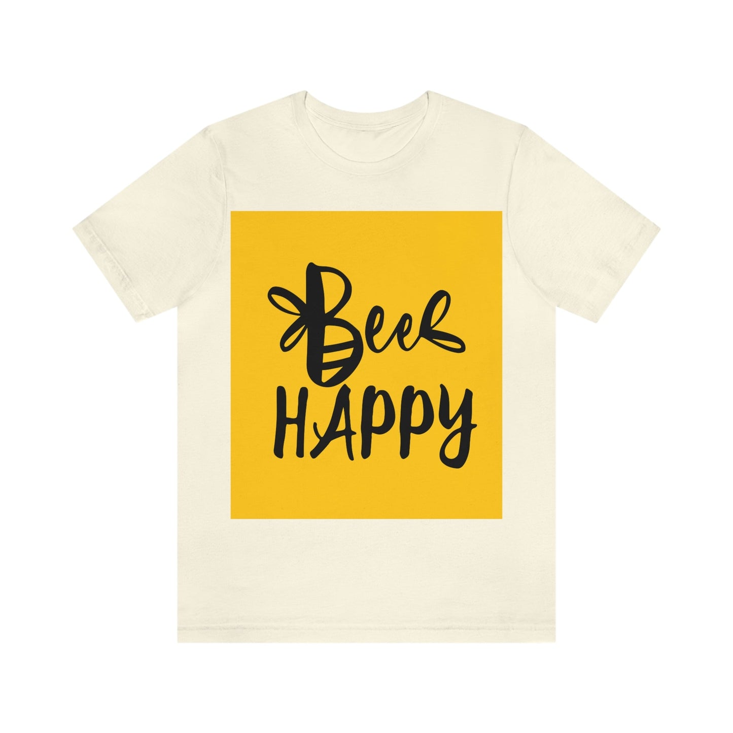 Bee Happy Positive Motivational Slogans Unisex Jersey Short Sleeve T-Shirt Ichaku [Perfect Gifts Selection]