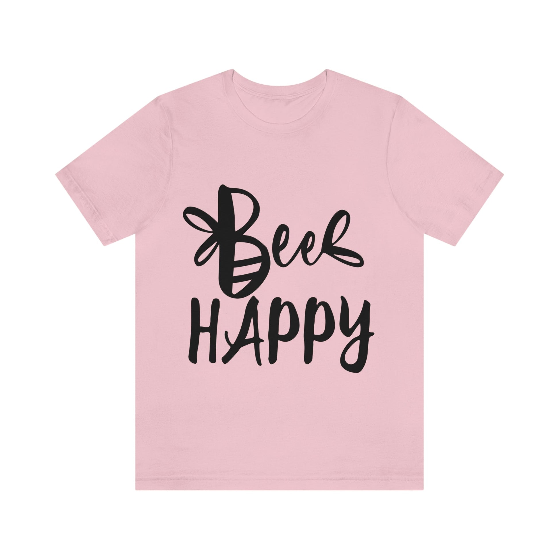 Bee Happy Positive Motivational Slogans Unisex Jersey Short Sleeve T-Shirt Ichaku [Perfect Gifts Selection]