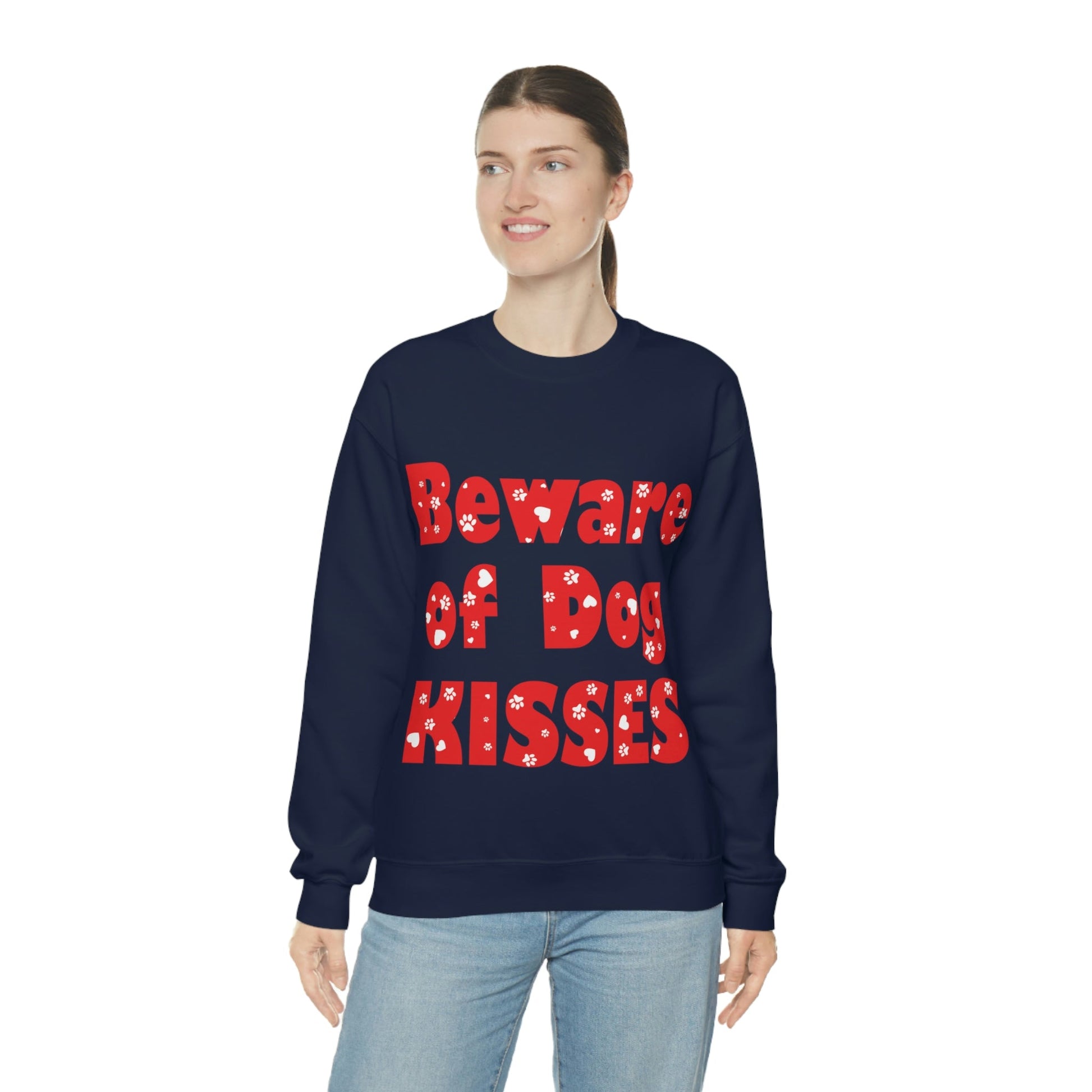 Beware Of Dog Kisses Puppy Love Quotes Unisex Heavy Blend™ Crewneck Sweatshirt Ichaku [Perfect Gifts Selection]