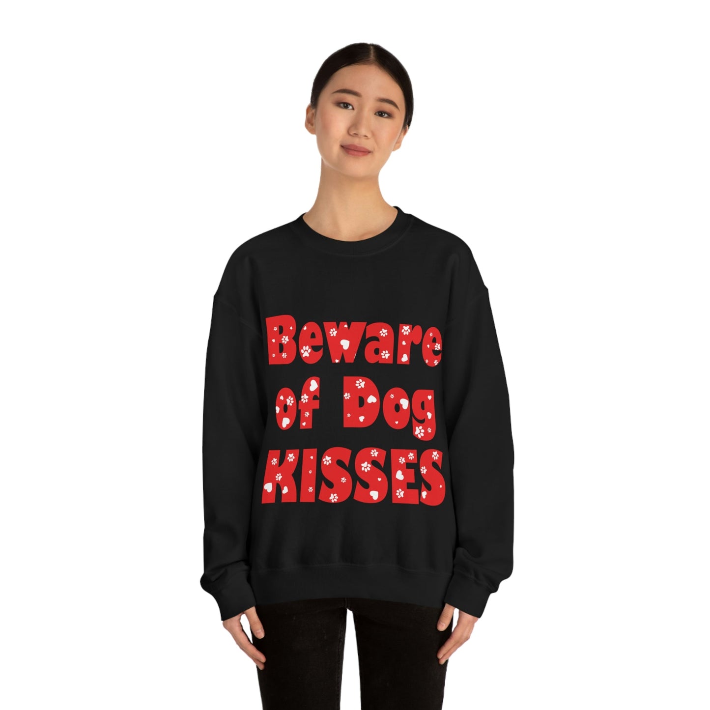 Beware Of Dog Kisses Puppy Love Quotes Unisex Heavy Blend™ Crewneck Sweatshirt Ichaku [Perfect Gifts Selection]