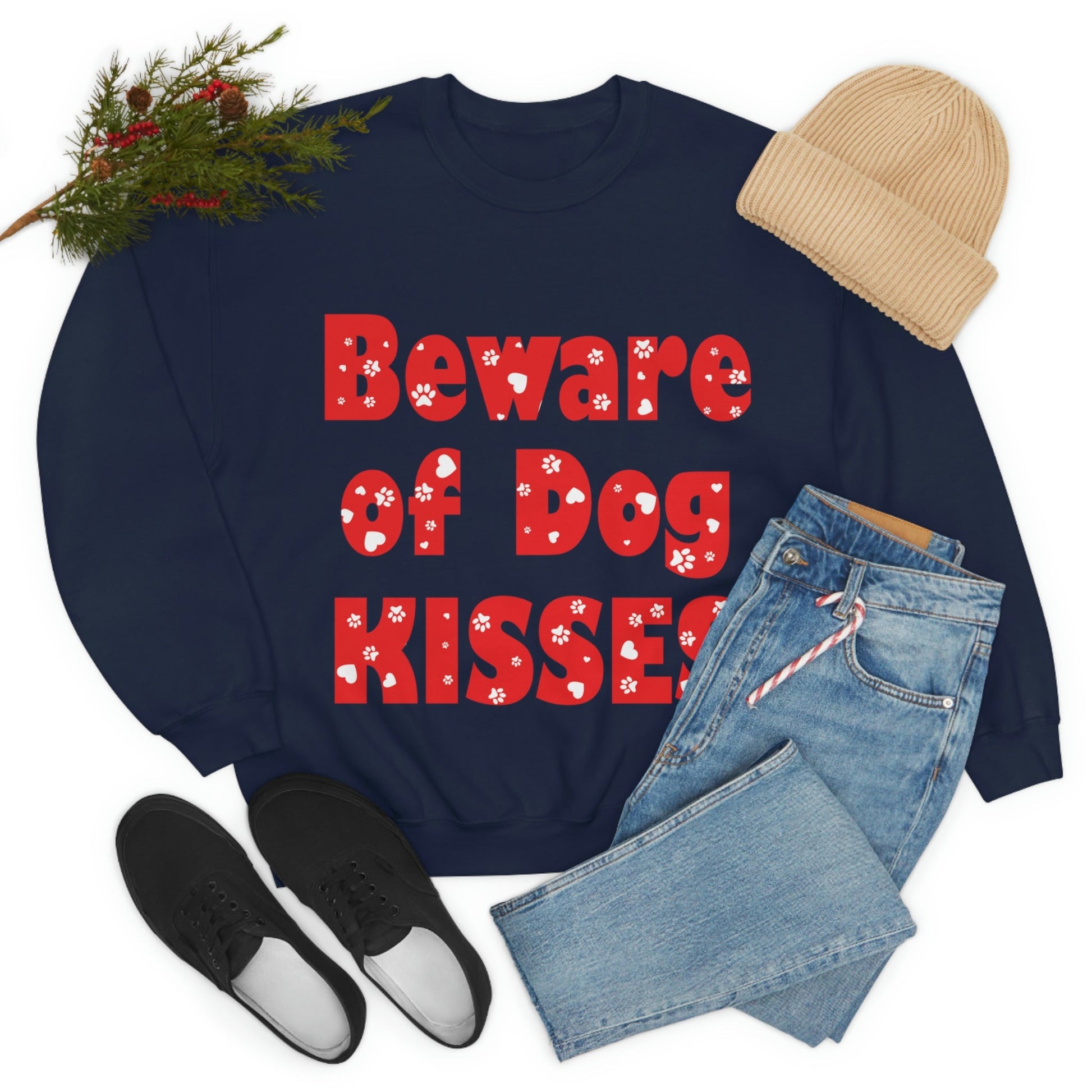 Beware Of Dog Kisses Puppy Love Quotes Unisex Heavy Blend™ Crewneck Sweatshirt Ichaku [Perfect Gifts Selection]