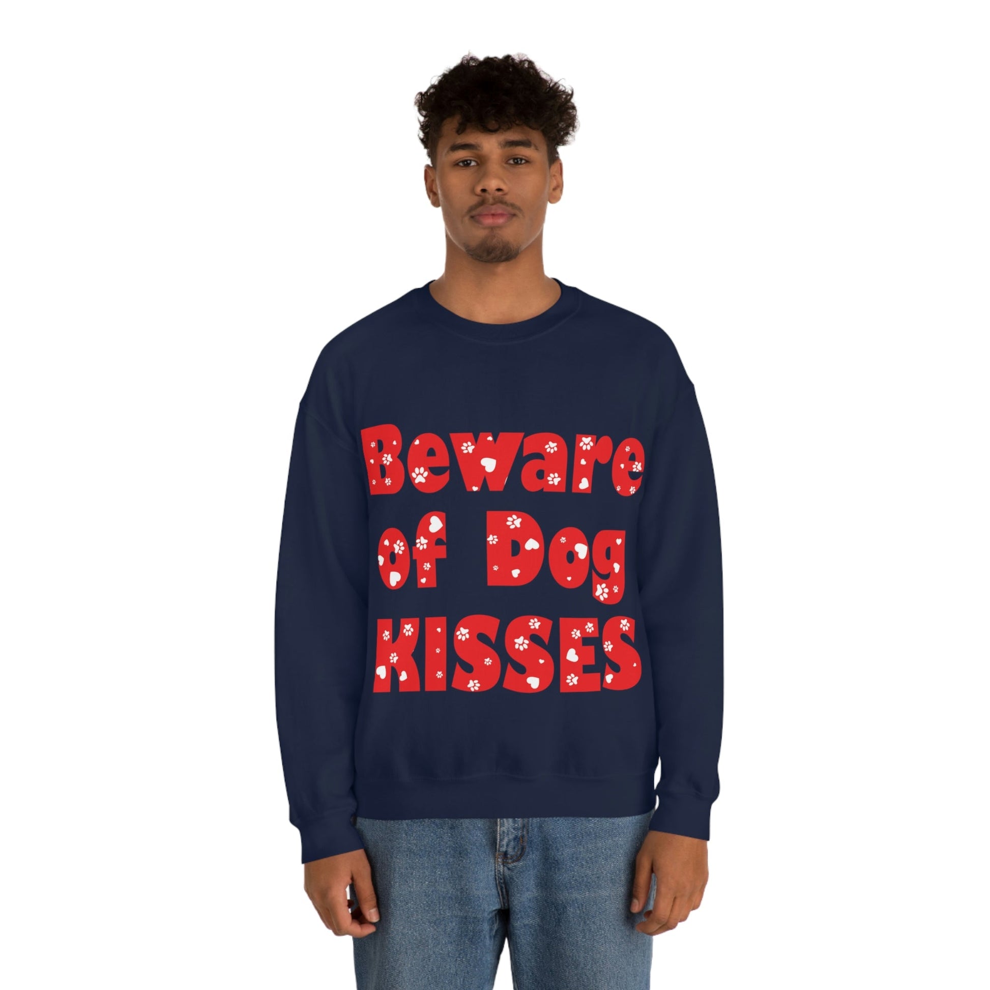 Beware Of Dog Kisses Puppy Love Quotes Unisex Heavy Blend™ Crewneck Sweatshirt Ichaku [Perfect Gifts Selection]