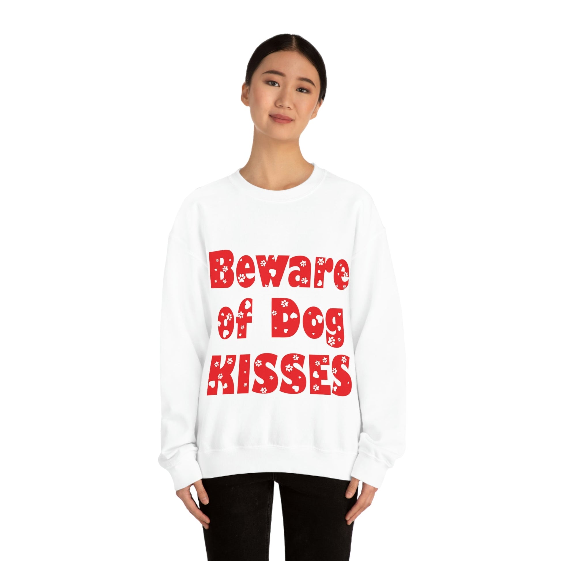 Beware Of Dog Kisses Puppy Love Quotes Unisex Heavy Blend™ Crewneck Sweatshirt Ichaku [Perfect Gifts Selection]