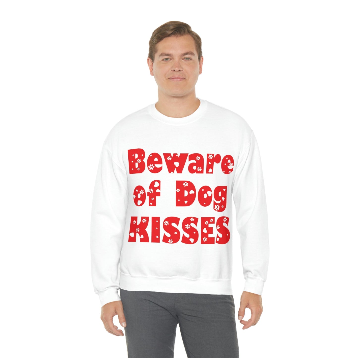 Beware Of Dog Kisses Puppy Love Quotes Unisex Heavy Blend™ Crewneck Sweatshirt Ichaku [Perfect Gifts Selection]