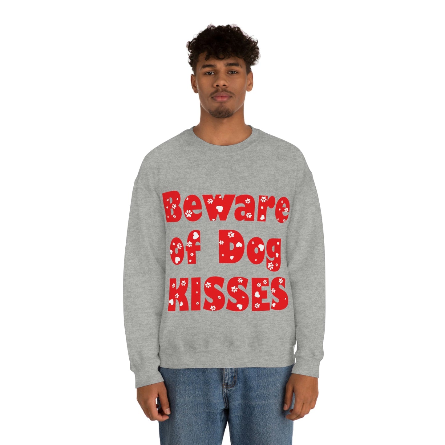 Beware Of Dog Kisses Puppy Love Quotes Unisex Heavy Blend™ Crewneck Sweatshirt Ichaku [Perfect Gifts Selection]