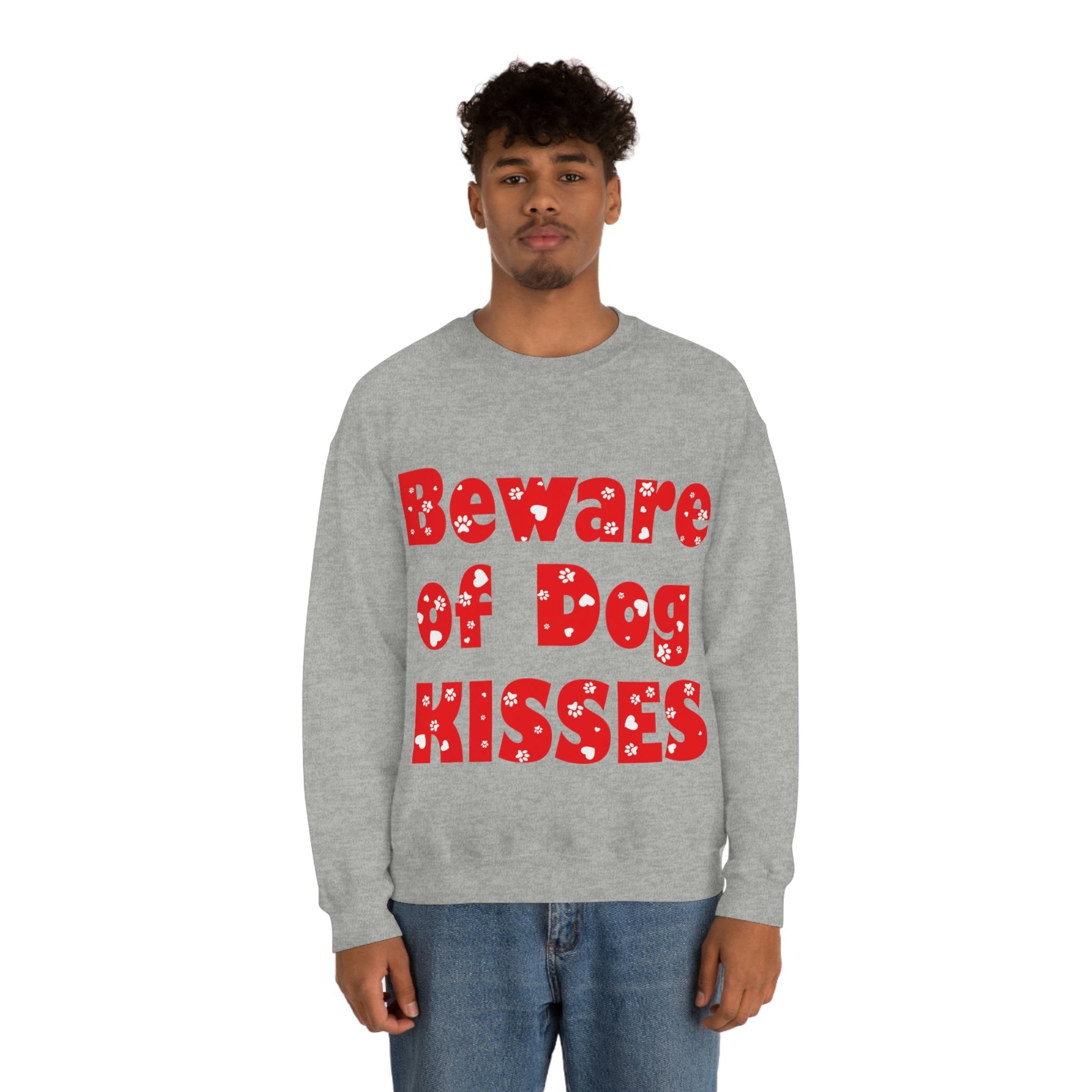 Beware Of Dog Kisses Puppy Love Quotes Unisex Heavy Blend™ Crewneck Sweatshirt Ichaku [Perfect Gifts Selection]