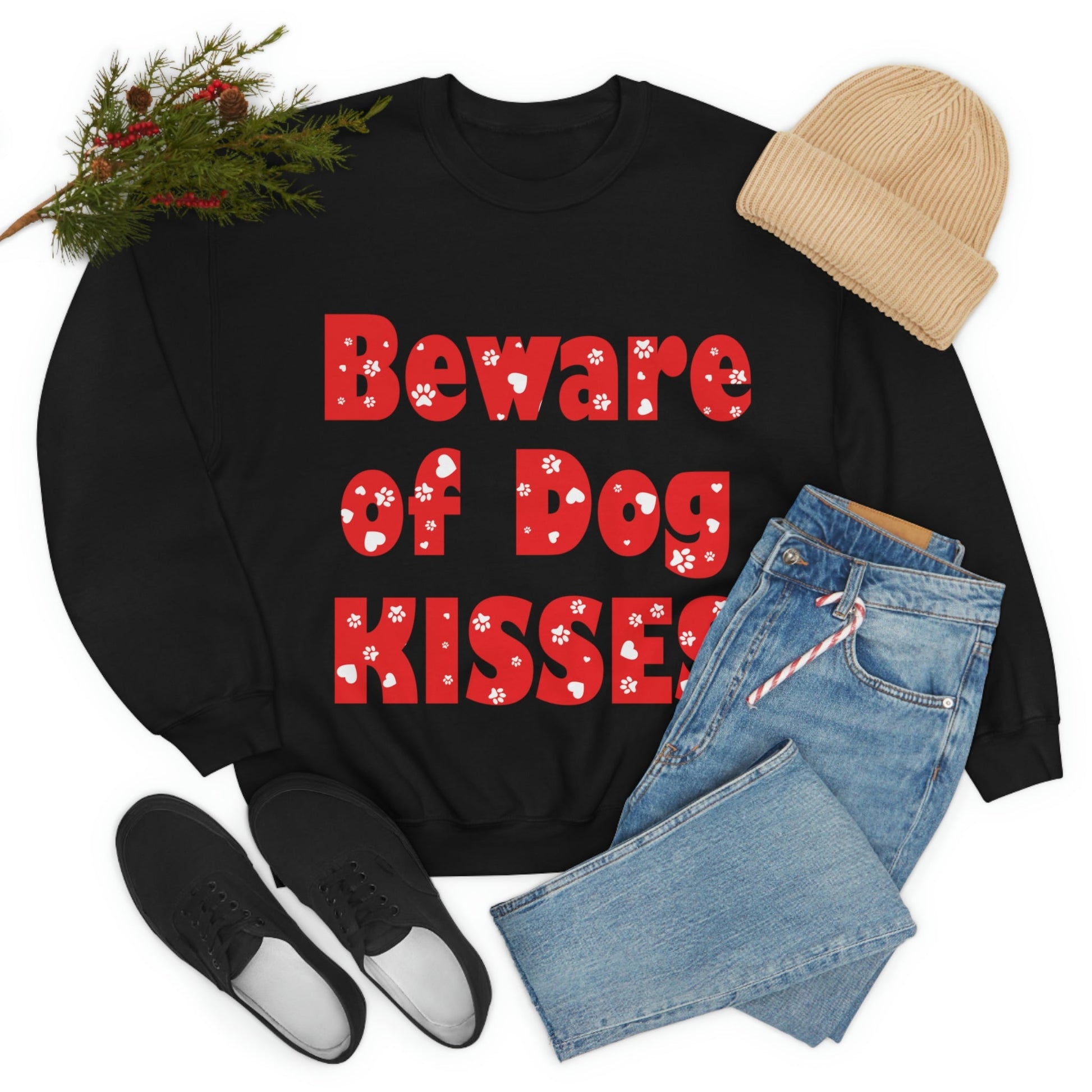 Beware Of Dog Kisses Puppy Love Quotes Unisex Heavy Blend™ Crewneck Sweatshirt Ichaku [Perfect Gifts Selection]