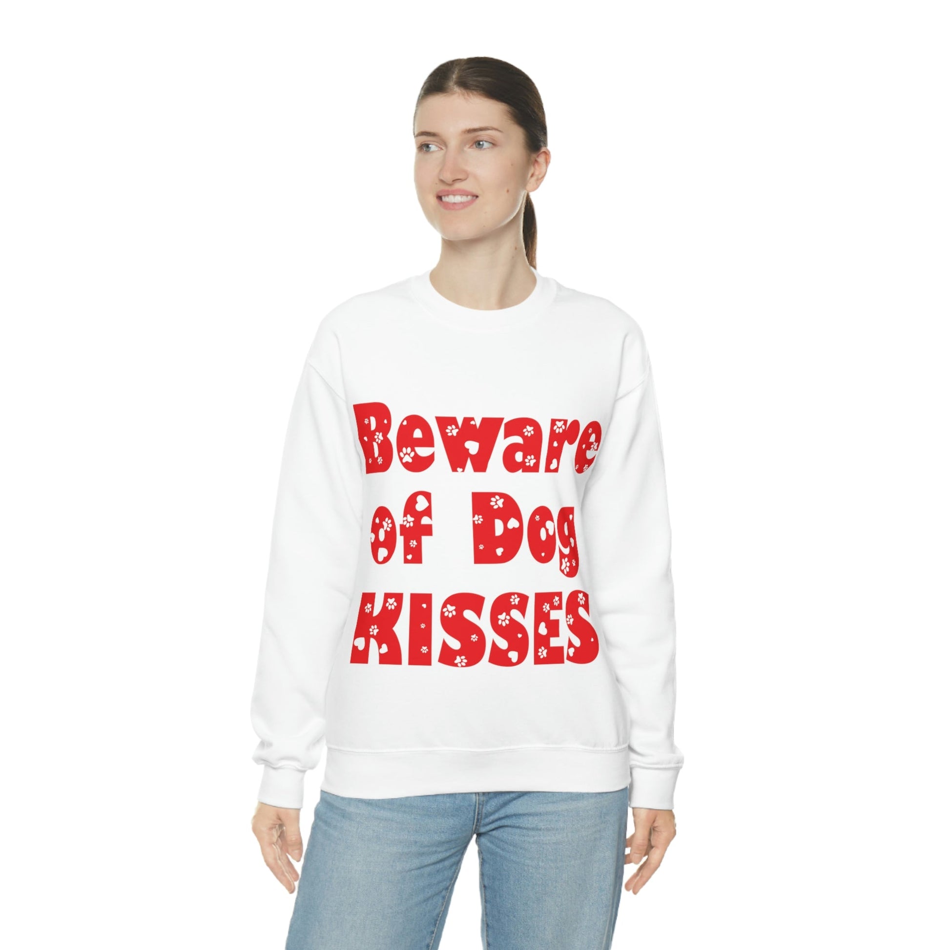 Beware Of Dog Kisses Puppy Love Quotes Unisex Heavy Blend™ Crewneck Sweatshirt Ichaku [Perfect Gifts Selection]