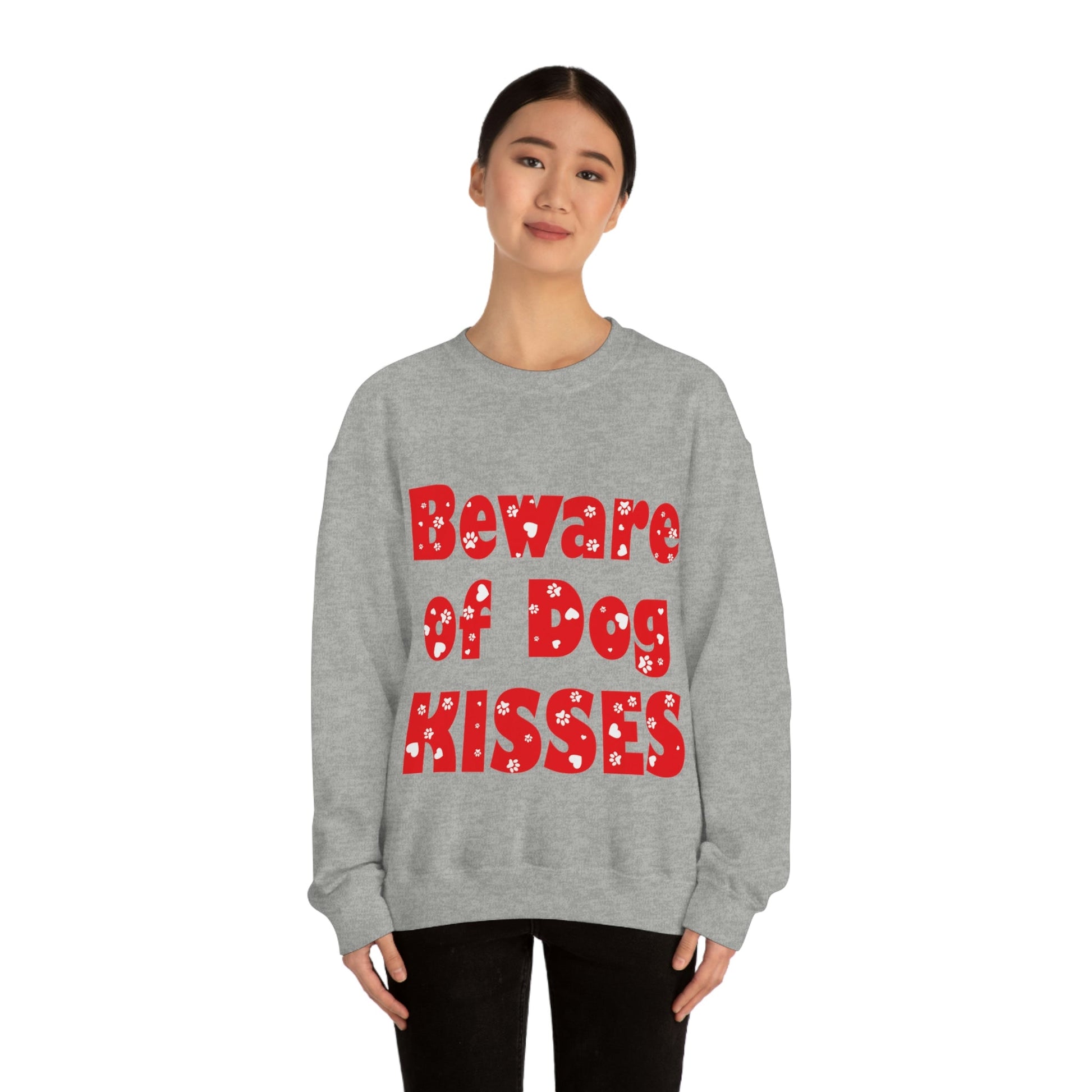 Beware Of Dog Kisses Puppy Love Quotes Unisex Heavy Blend™ Crewneck Sweatshirt Ichaku [Perfect Gifts Selection]