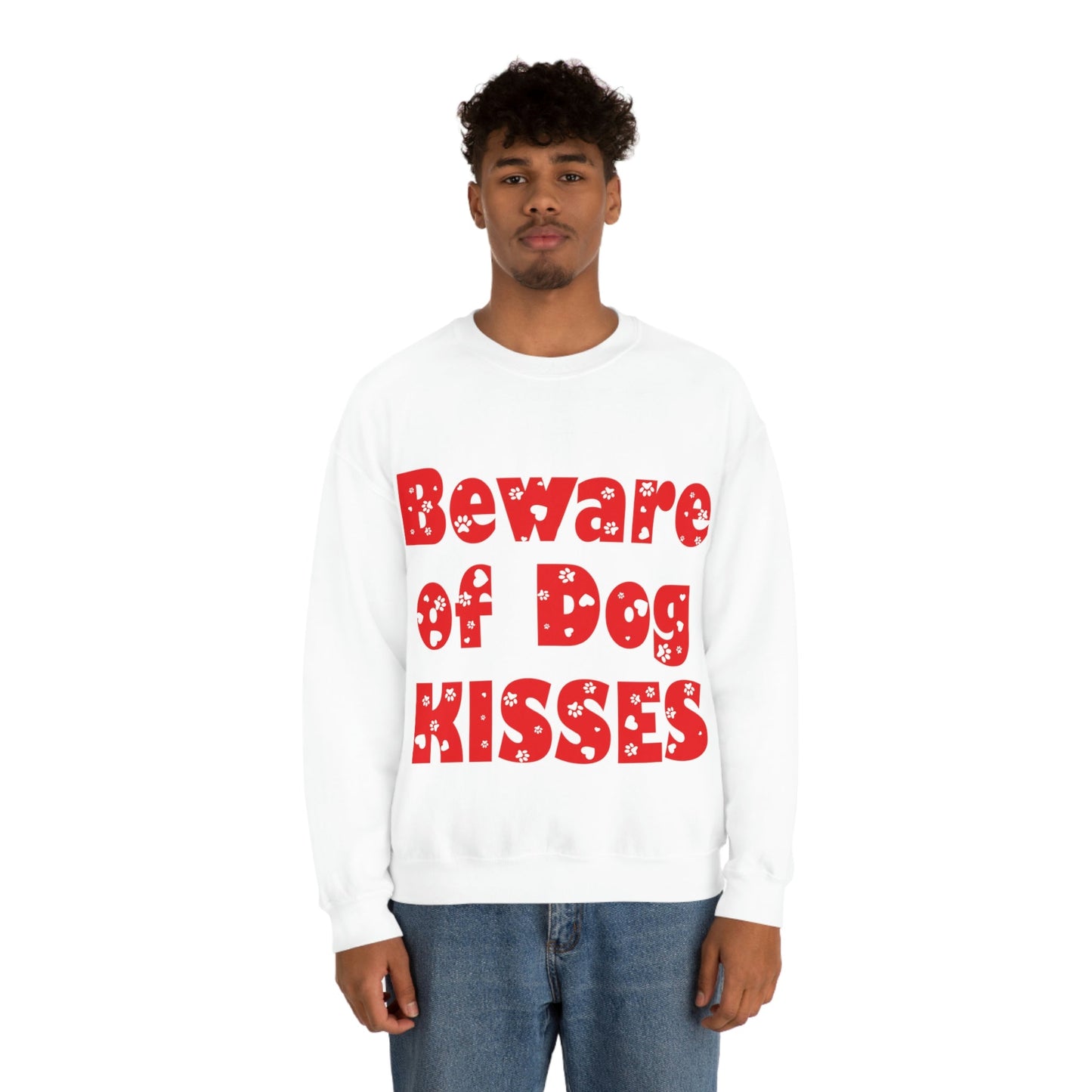 Beware Of Dog Kisses Puppy Love Quotes Unisex Heavy Blend™ Crewneck Sweatshirt Ichaku [Perfect Gifts Selection]