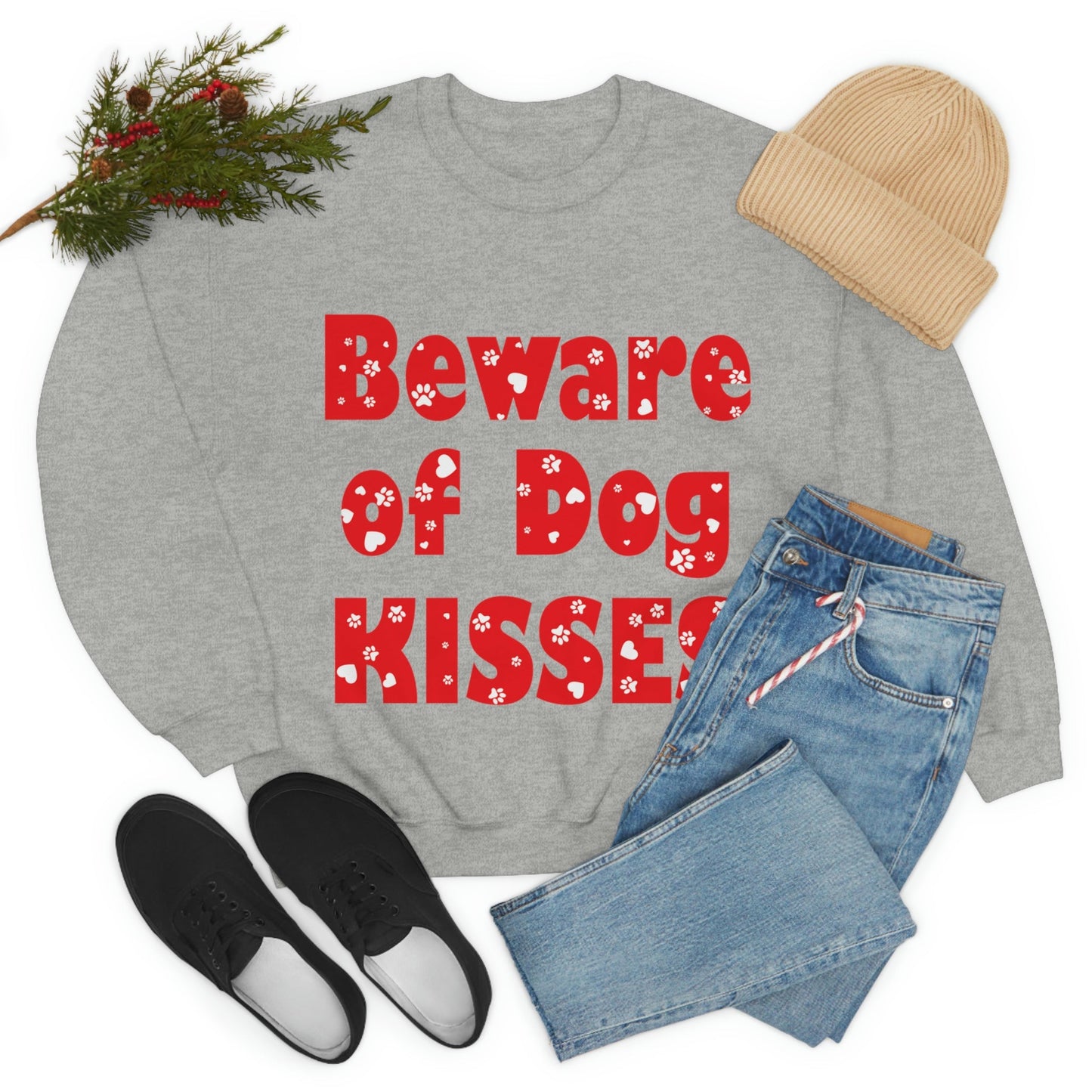 Beware Of Dog Kisses Puppy Love Quotes Unisex Heavy Blend™ Crewneck Sweatshirt Ichaku [Perfect Gifts Selection]