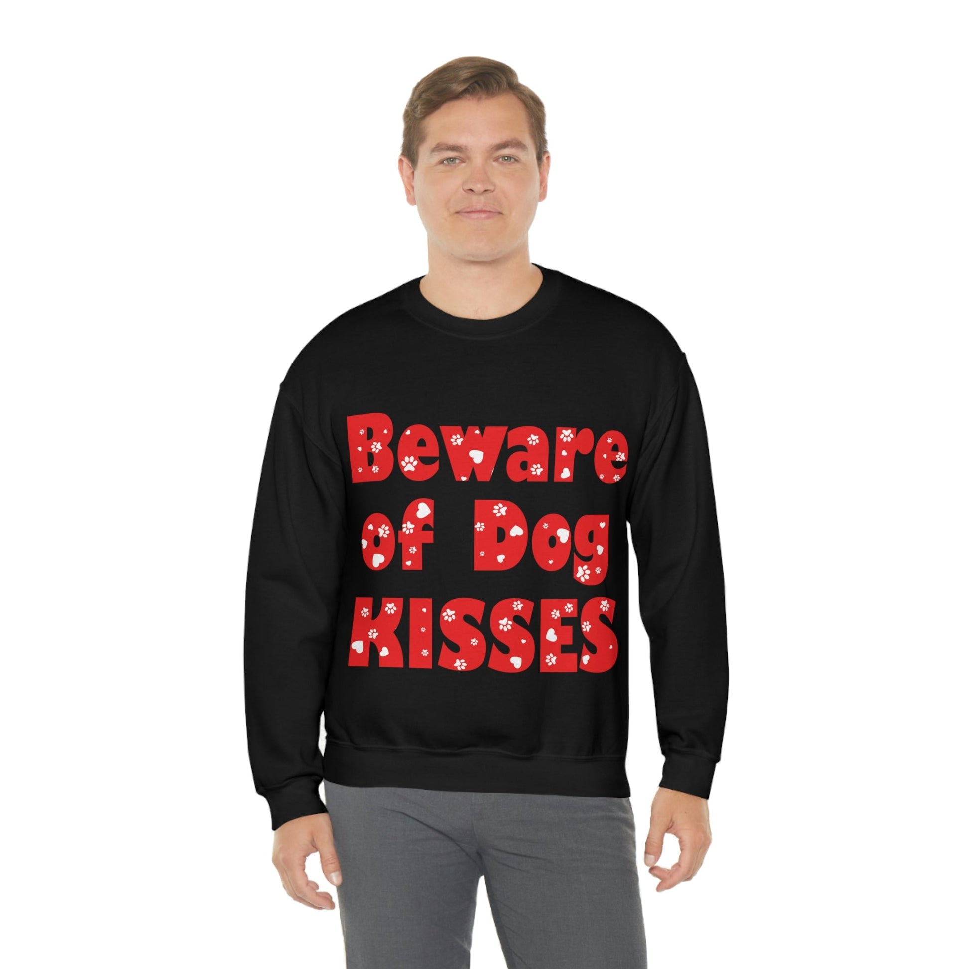 Beware Of Dog Kisses Puppy Love Quotes Unisex Heavy Blend™ Crewneck Sweatshirt Ichaku [Perfect Gifts Selection]