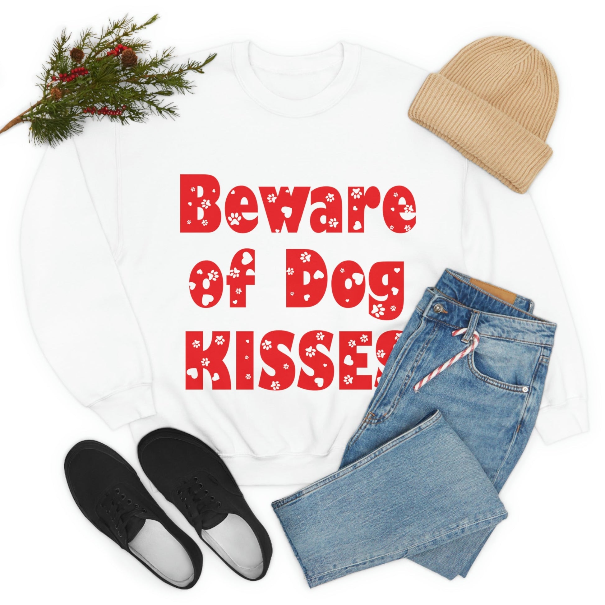 Beware Of Dog Kisses Puppy Love Quotes Unisex Heavy Blend™ Crewneck Sweatshirt Ichaku [Perfect Gifts Selection]