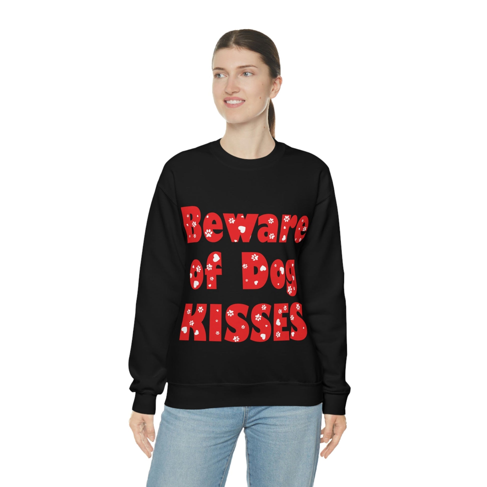 Beware Of Dog Kisses Puppy Love Quotes Unisex Heavy Blend™ Crewneck Sweatshirt Ichaku [Perfect Gifts Selection]