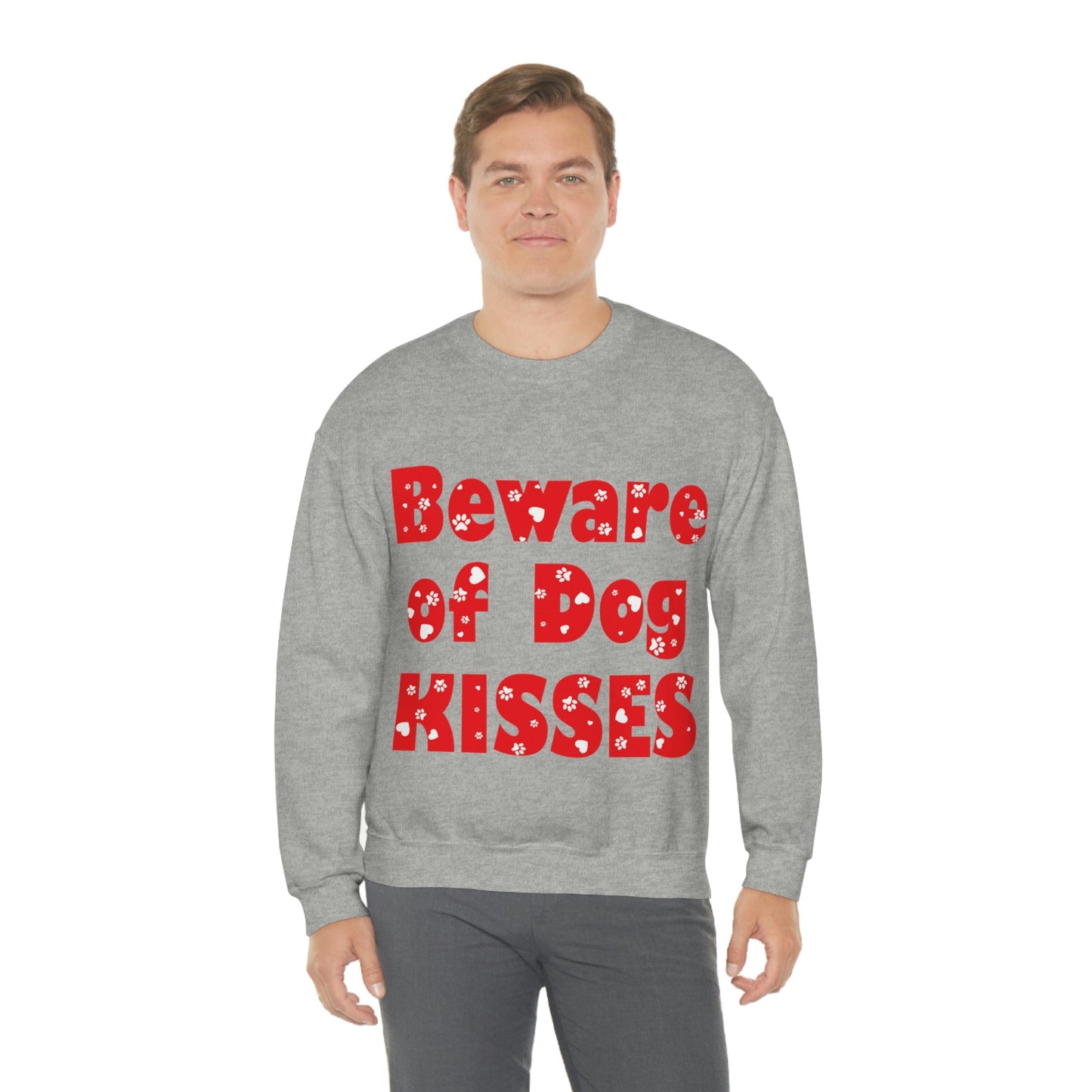 Beware Of Dog Kisses Puppy Love Quotes Unisex Heavy Blend™ Crewneck Sweatshirt Ichaku [Perfect Gifts Selection]