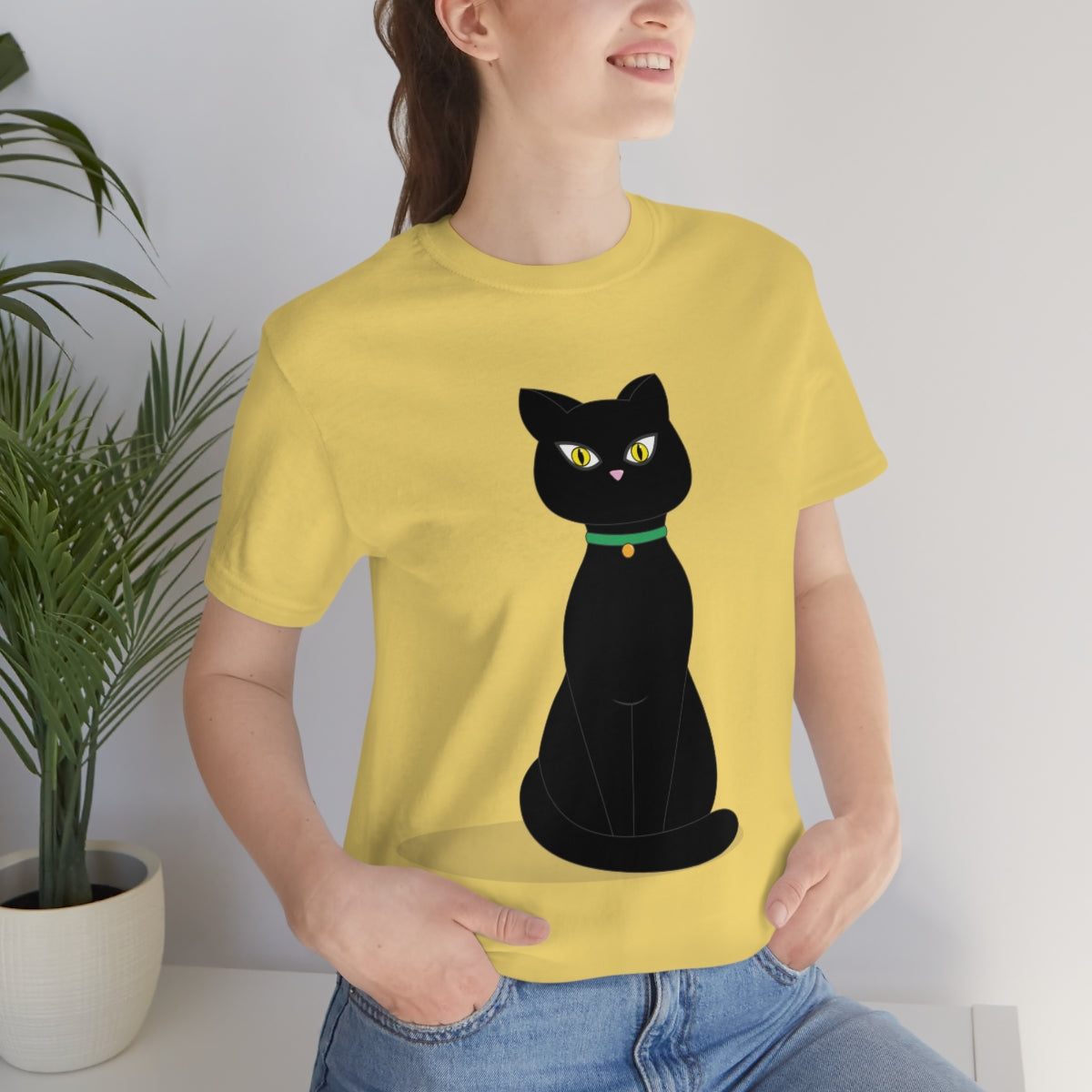 Black Cat Lovers Unisex Jersey Short Sleeve T-Shirt Ichaku [Perfect Gifts Selection]