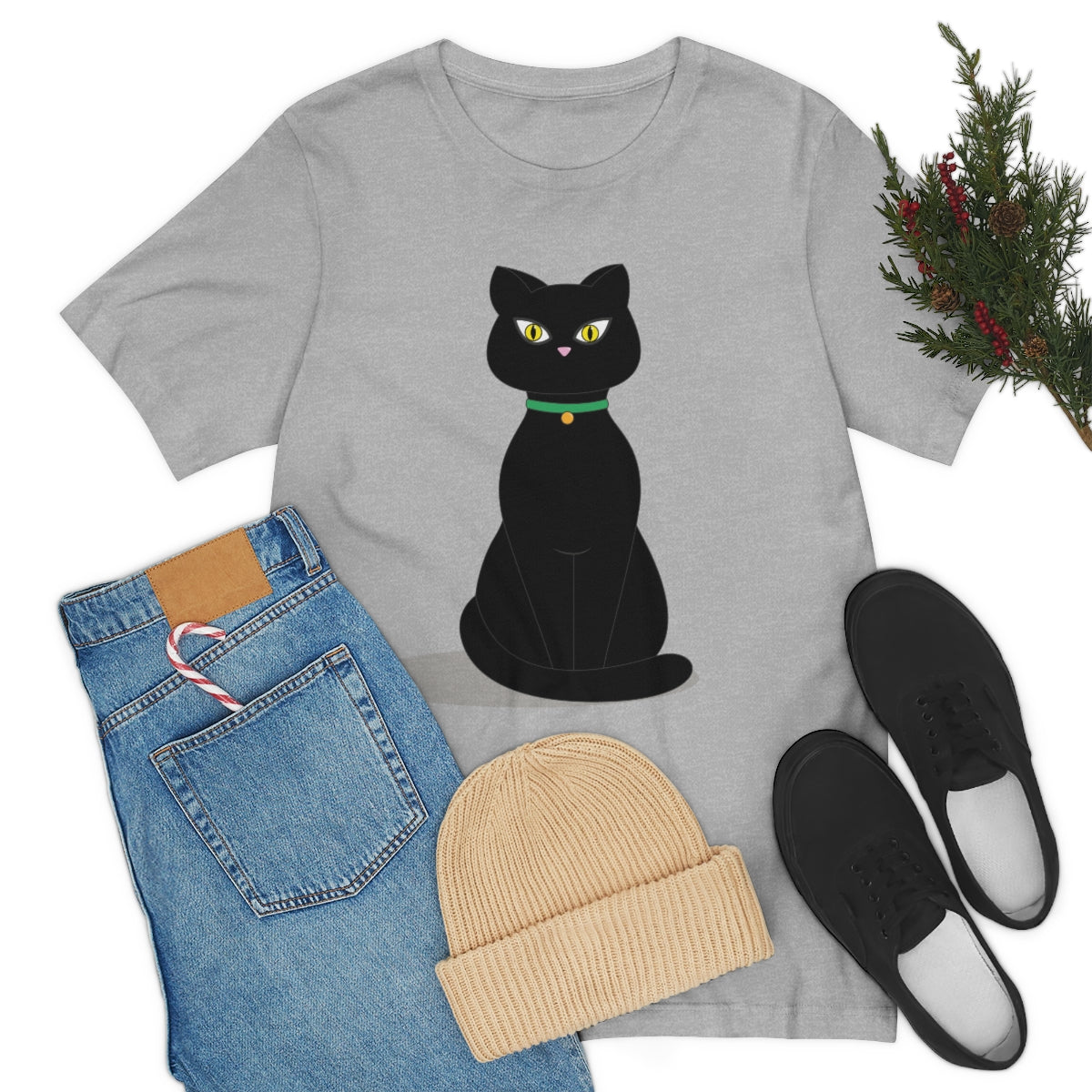 Black Cat Lovers Unisex Jersey Short Sleeve T-Shirt Ichaku [Perfect Gifts Selection]