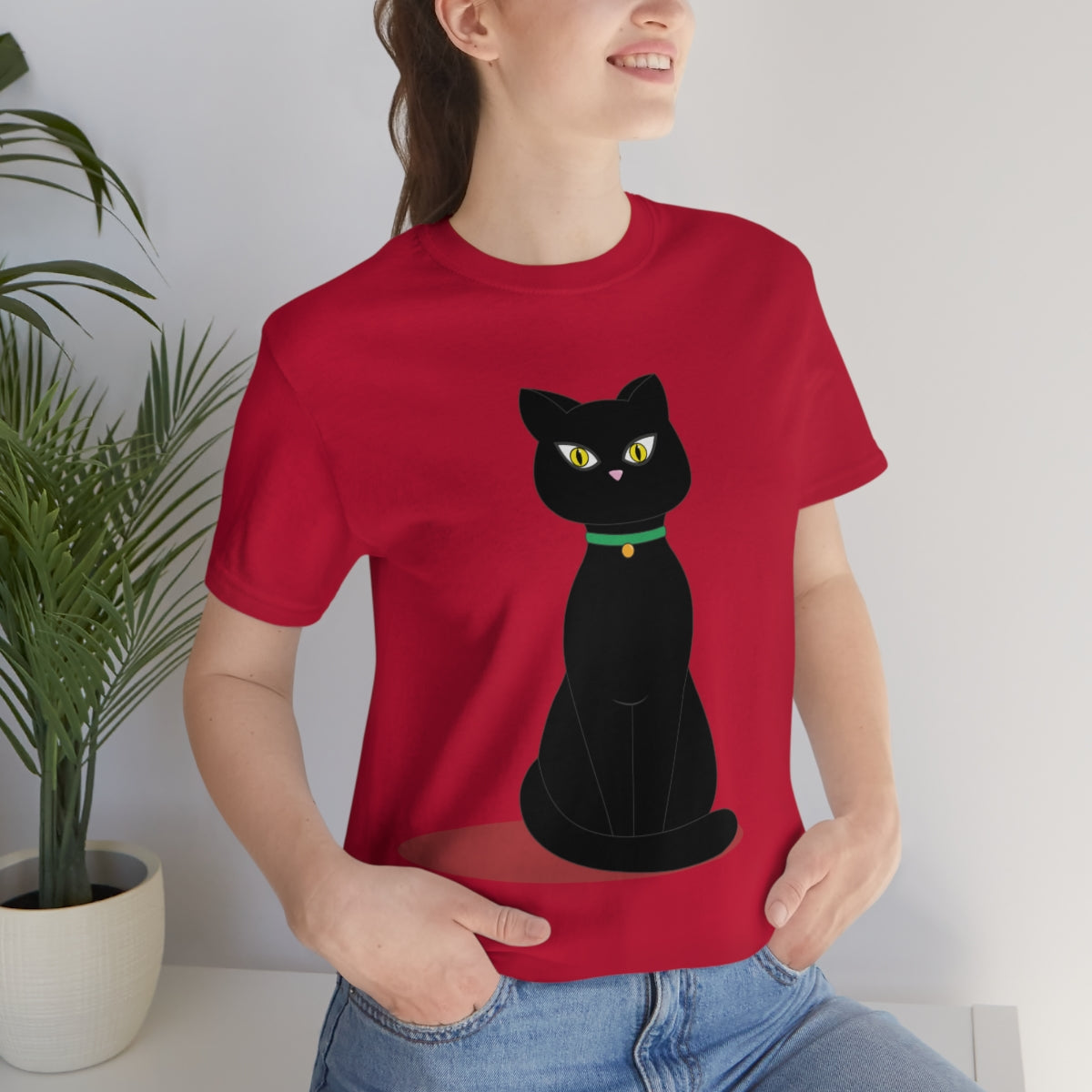 Black Cat Lovers Unisex Jersey Short Sleeve T-Shirt Ichaku [Perfect Gifts Selection]