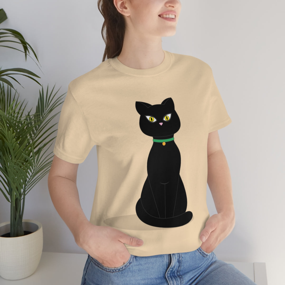 Black Cat Lovers Unisex Jersey Short Sleeve T-Shirt Ichaku [Perfect Gifts Selection]