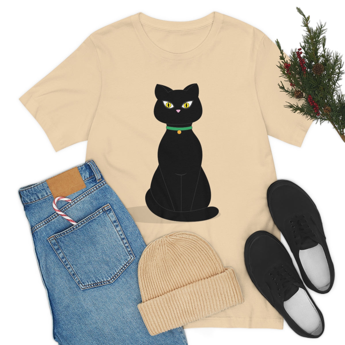 Black Cat Lovers Unisex Jersey Short Sleeve T-Shirt Ichaku [Perfect Gifts Selection]