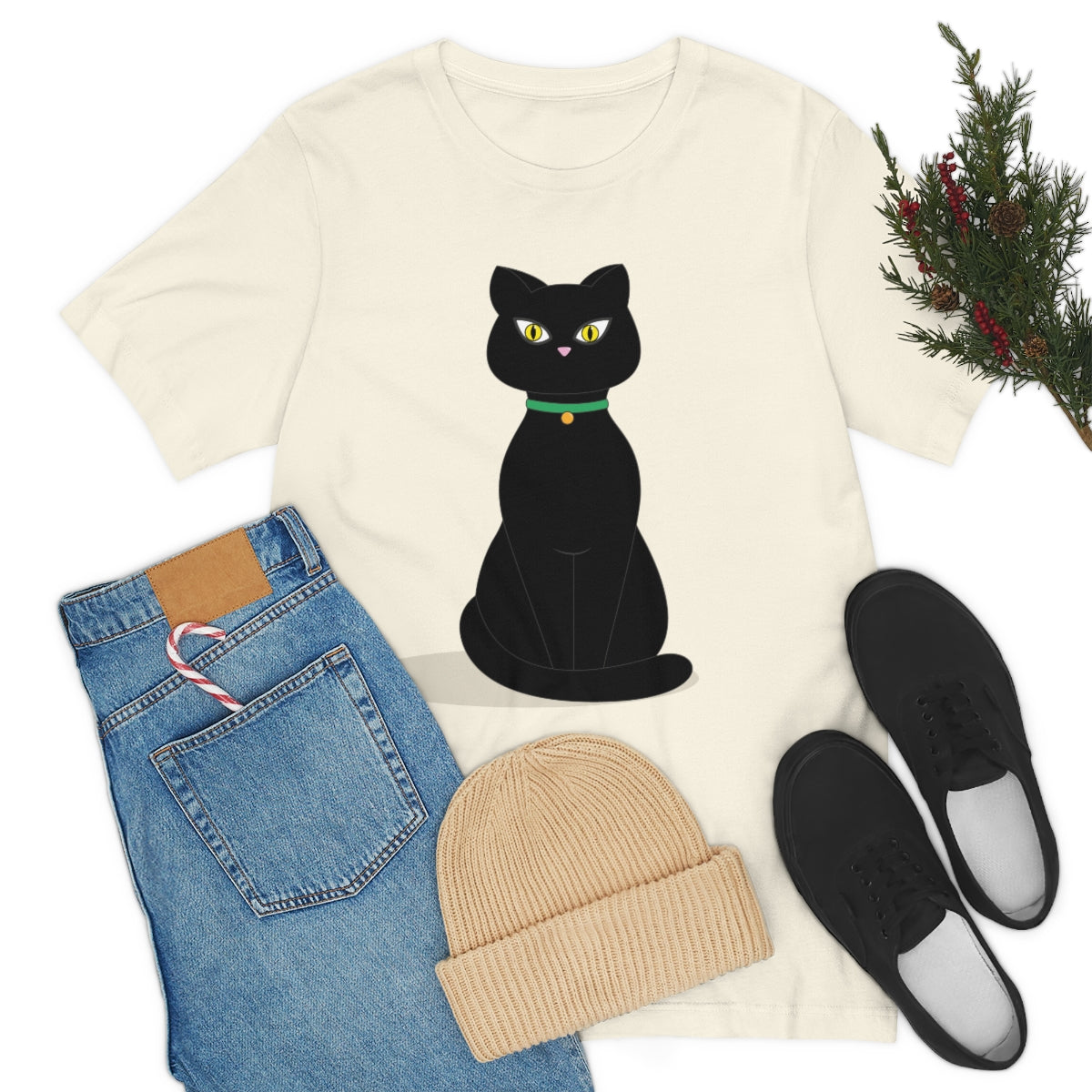 Black Cat Lovers Unisex Jersey Short Sleeve T-Shirt Ichaku [Perfect Gifts Selection]