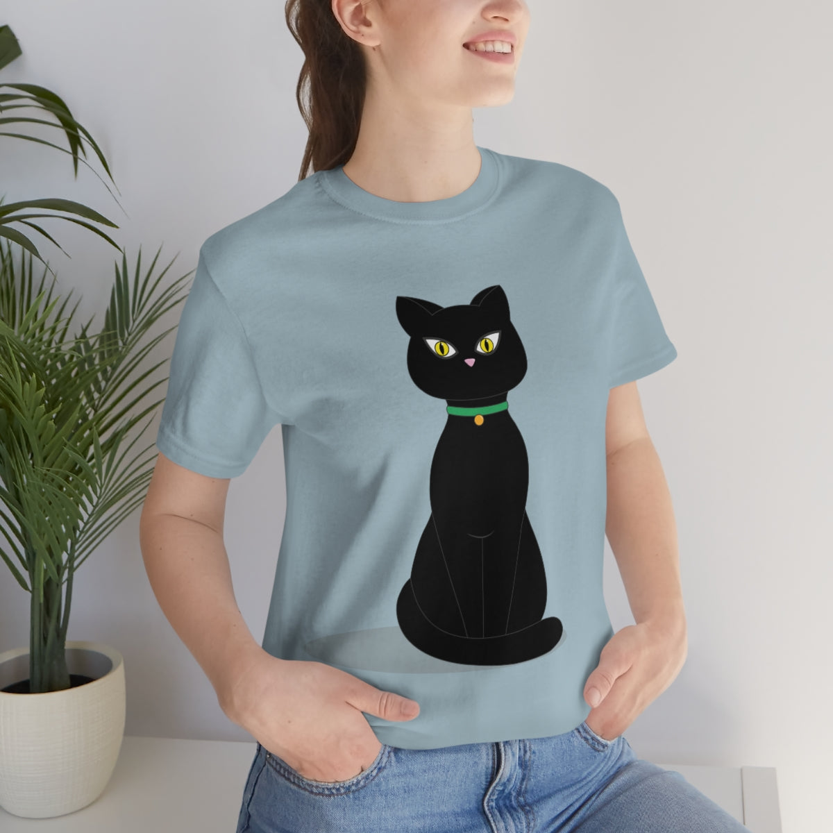 Black Cat Lovers Unisex Jersey Short Sleeve T-Shirt Ichaku [Perfect Gifts Selection]