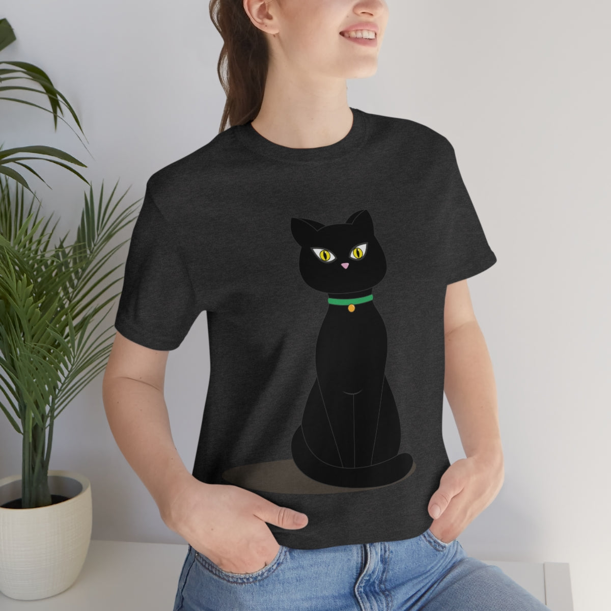 Black Cat Lovers Unisex Jersey Short Sleeve T-Shirt Ichaku [Perfect Gifts Selection]