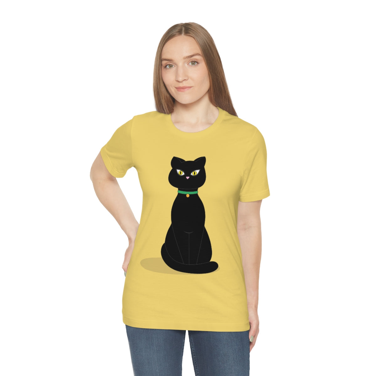 Black Cat Lovers Unisex Jersey Short Sleeve T-Shirt Ichaku [Perfect Gifts Selection]