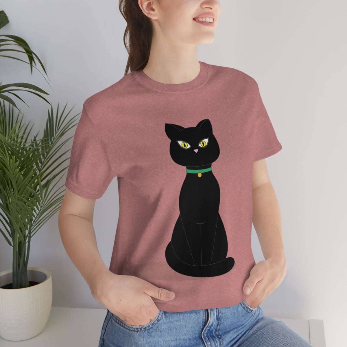 Black Cat Lovers Unisex Jersey Short Sleeve T-Shirt Ichaku [Perfect Gifts Selection]