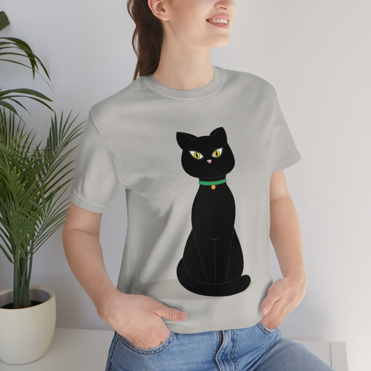 Black Cat Lovers Unisex Jersey Short Sleeve T-Shirt Ichaku [Perfect Gifts Selection]