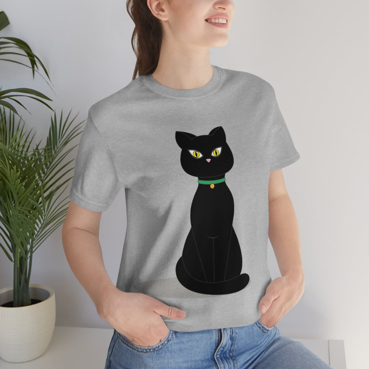 Black Cat Lovers Unisex Jersey Short Sleeve T-Shirt Ichaku [Perfect Gifts Selection]