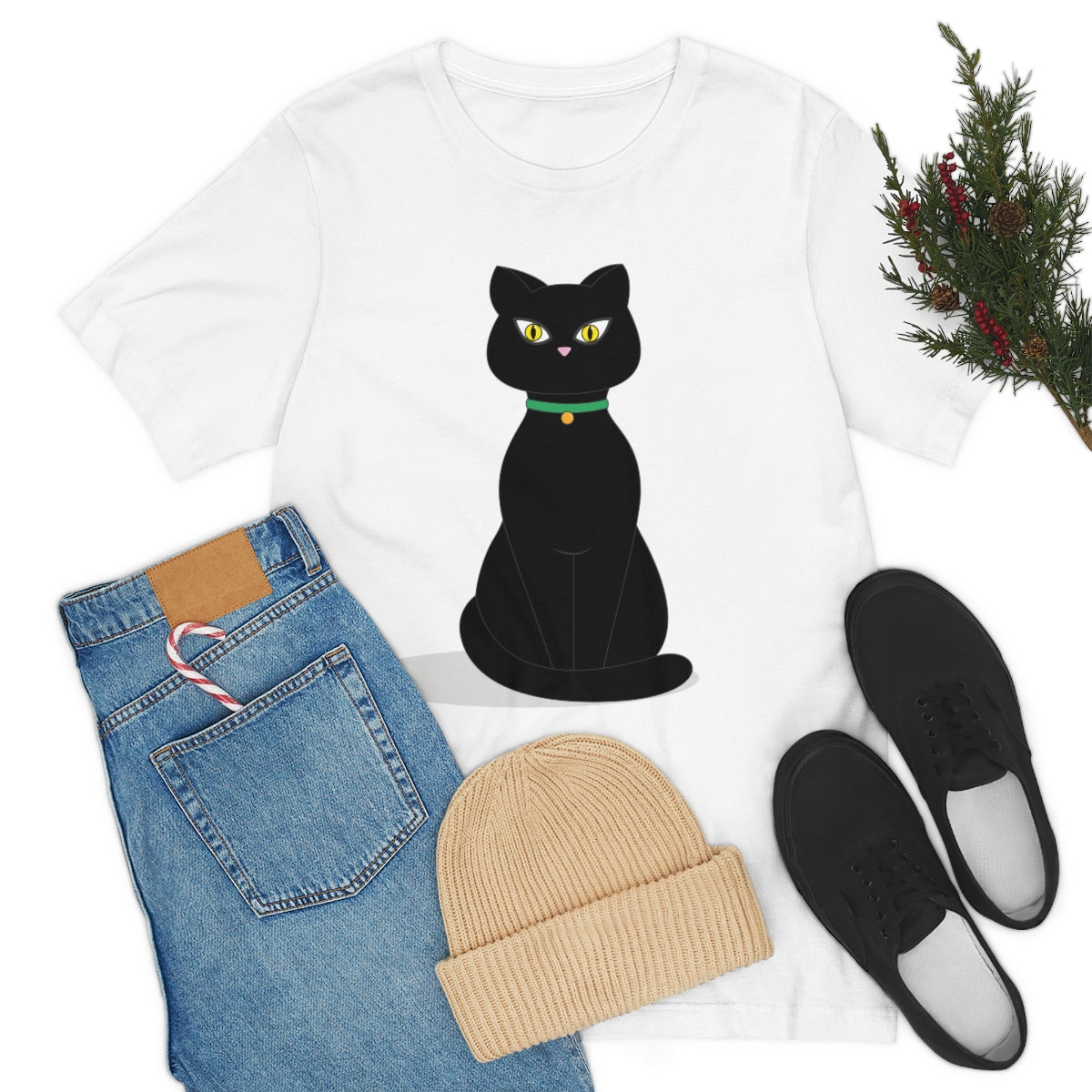 Black Cat Lovers Unisex Jersey Short Sleeve T-Shirt Ichaku [Perfect Gifts Selection]