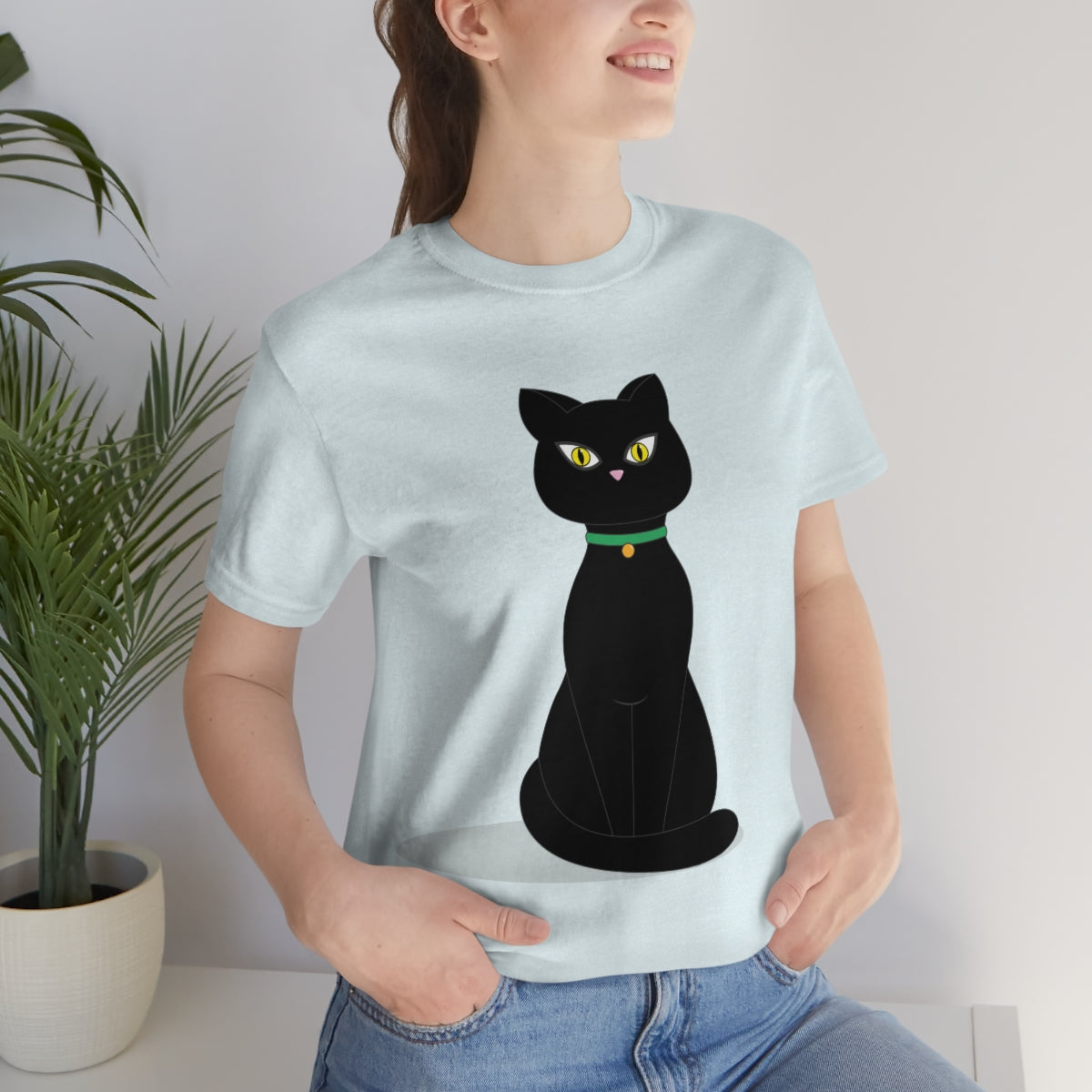 Black Cat Lovers Unisex Jersey Short Sleeve T-Shirt Ichaku [Perfect Gifts Selection]