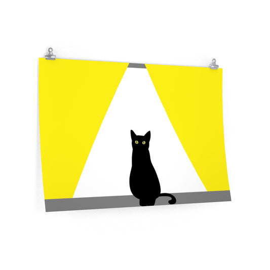 Black Cat Watching Lord of Light Abstract Aesthetic Minimalist Art Premium Matte Horizontal Posters Ichaku [Perfect Gifts Selection]