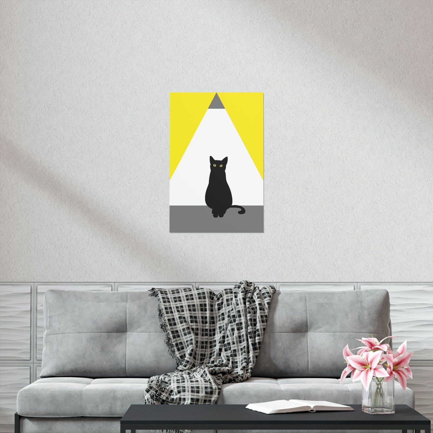 Black Cat Watching Lord of Light Looking At Sunset Art Premium Matte Vertical Posters Ichaku [Perfect Gifts Selection]