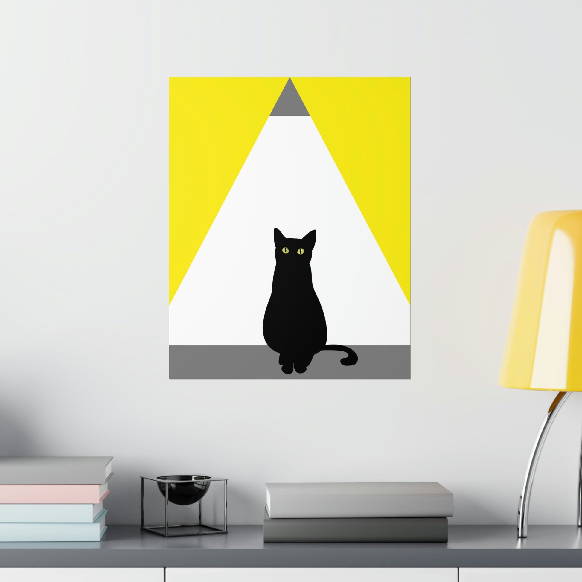 Black Cat Watching Lord of Light Looking At Sunset Art Premium Matte Vertical Posters Ichaku [Perfect Gifts Selection]