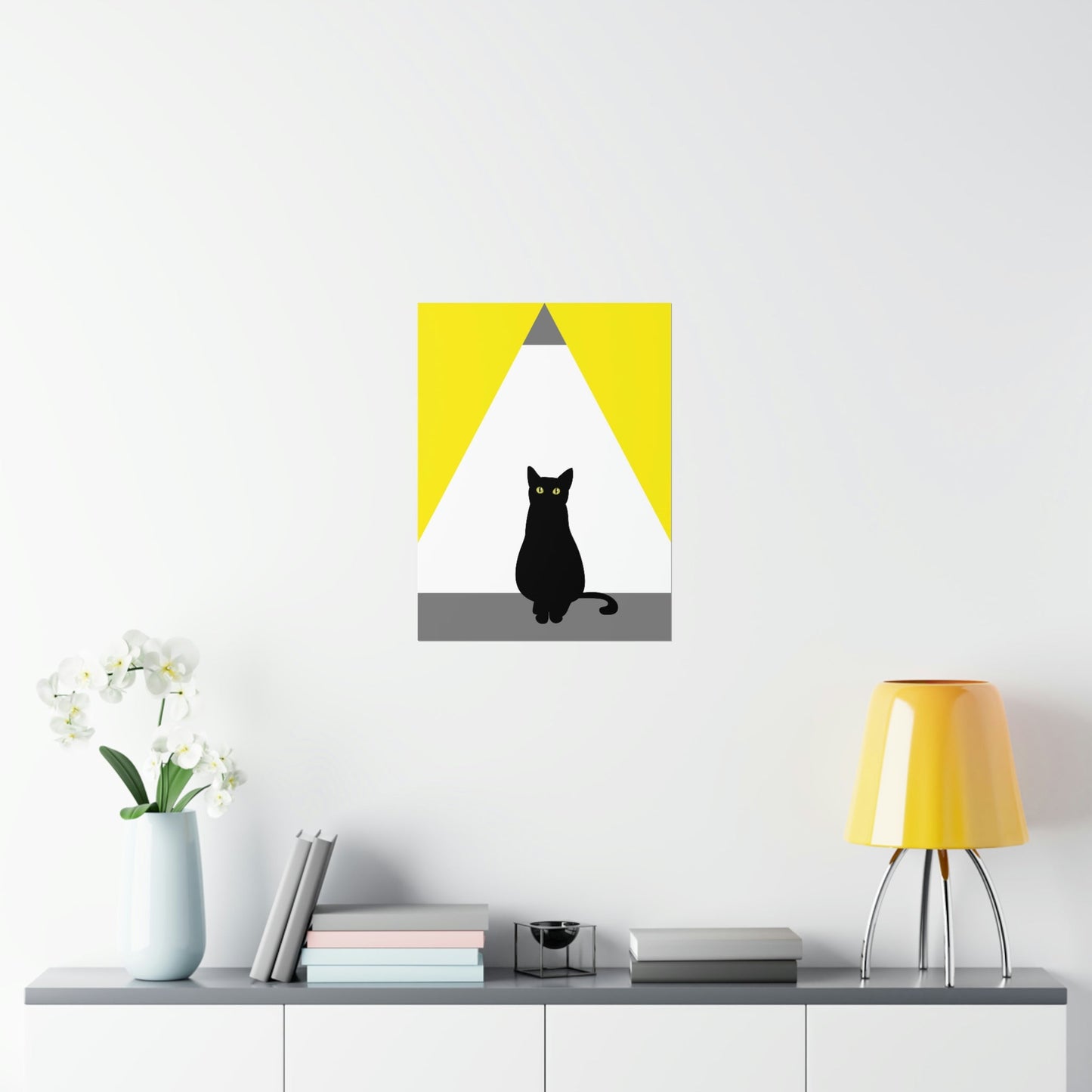 Black Cat Watching Lord of Light Looking At Sunset Art Premium Matte Vertical Posters Ichaku [Perfect Gifts Selection]