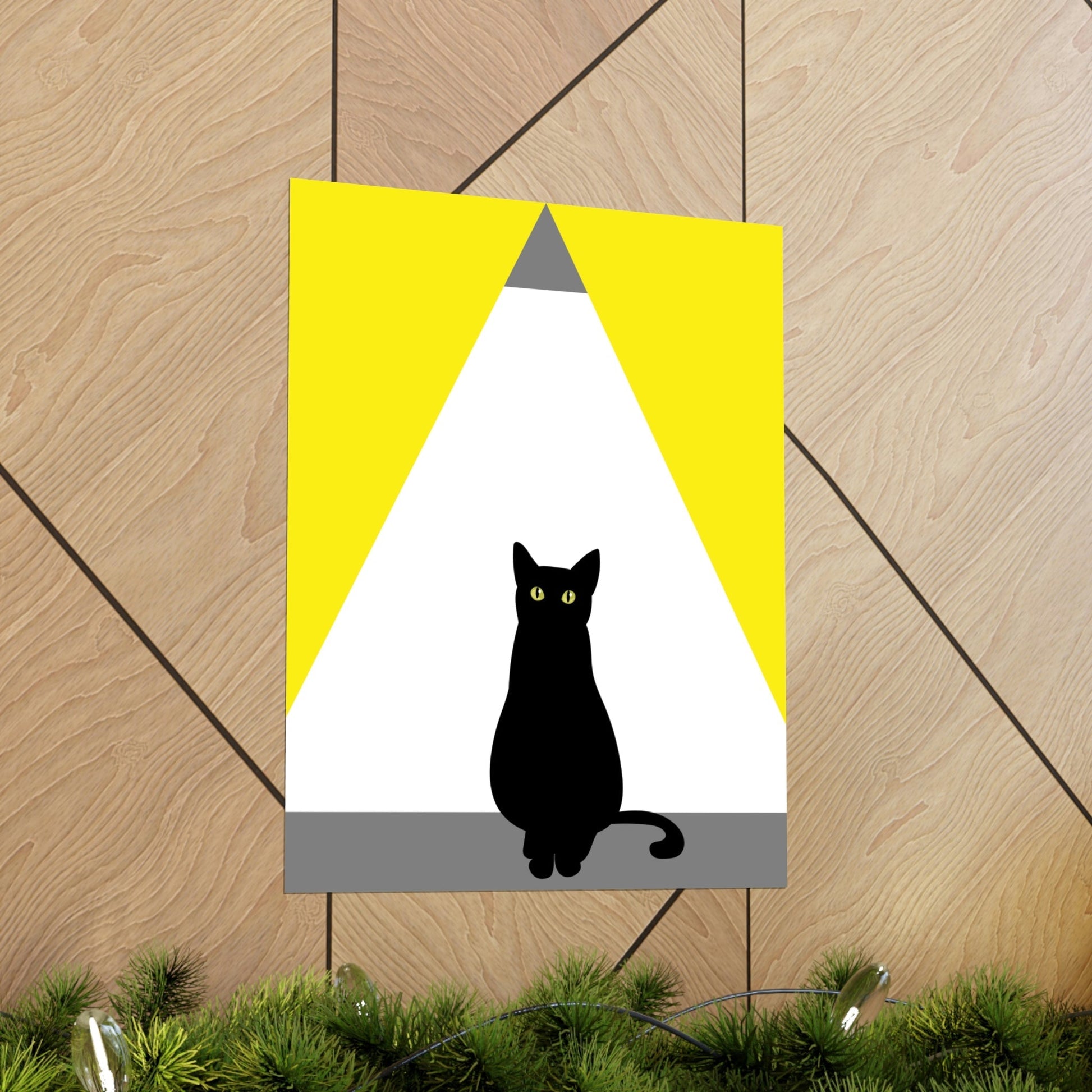 Black Cat Watching Lord of Light Looking At Sunset Art Premium Matte Vertical Posters Ichaku [Perfect Gifts Selection]