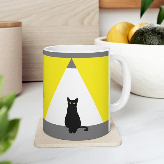 Black Cat Watching Lord of Light Looking At Sunset Ceramic Mug 11oz Ichaku [Perfect Gifts Selection]