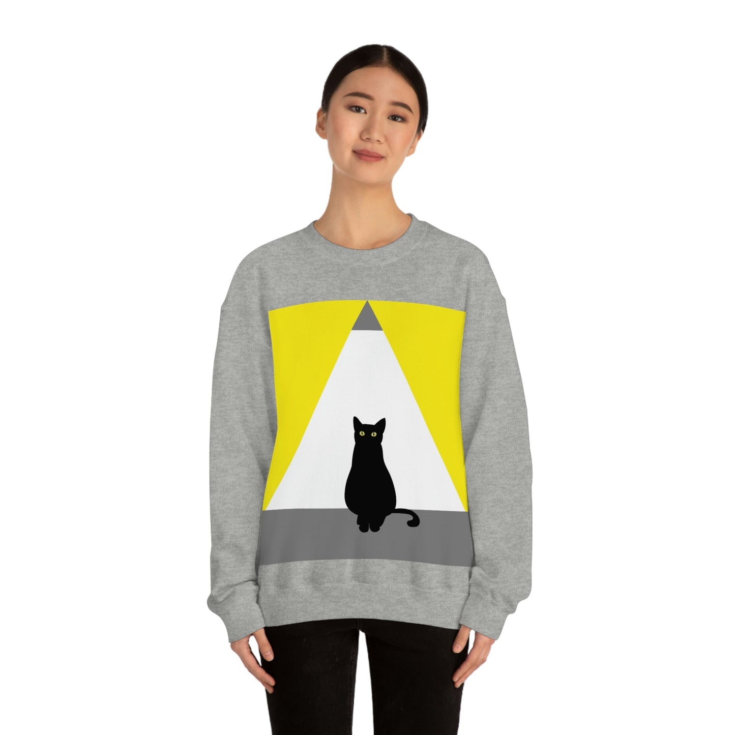 Black Cat Watching Lord of Light Looking At Sunset Unisex Heavy Blend™ Crewneck Sweatshirt Ichaku [Perfect Gifts Selection]