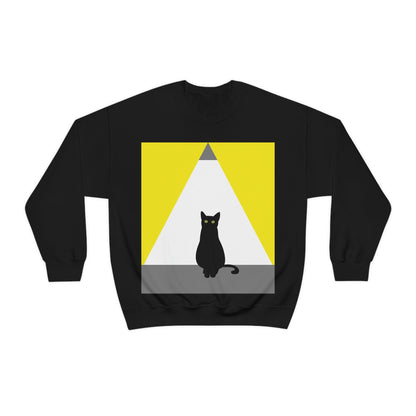 Black Cat Watching Lord of Light Looking At Sunset Unisex Heavy Blend™ Crewneck Sweatshirt Ichaku [Perfect Gifts Selection]