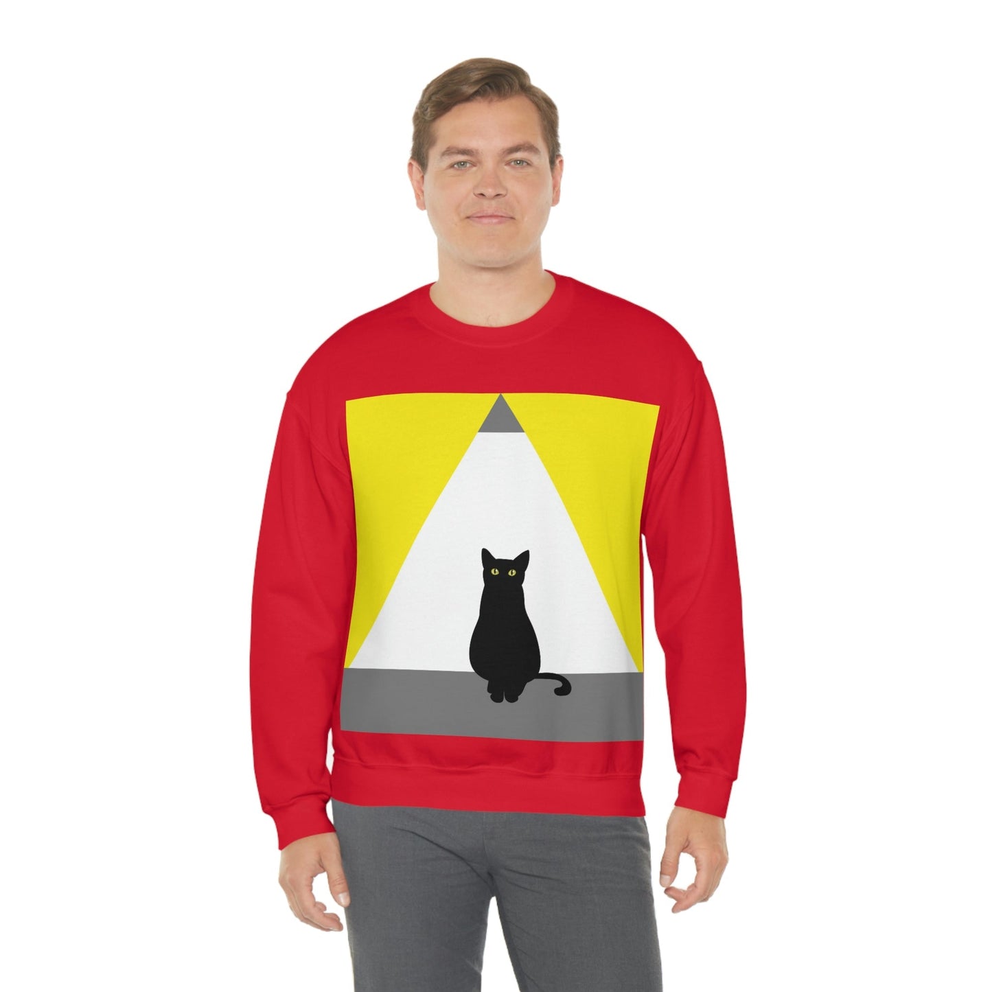 Black Cat Watching Lord of Light Looking At Sunset Unisex Heavy Blend™ Crewneck Sweatshirt Ichaku [Perfect Gifts Selection]