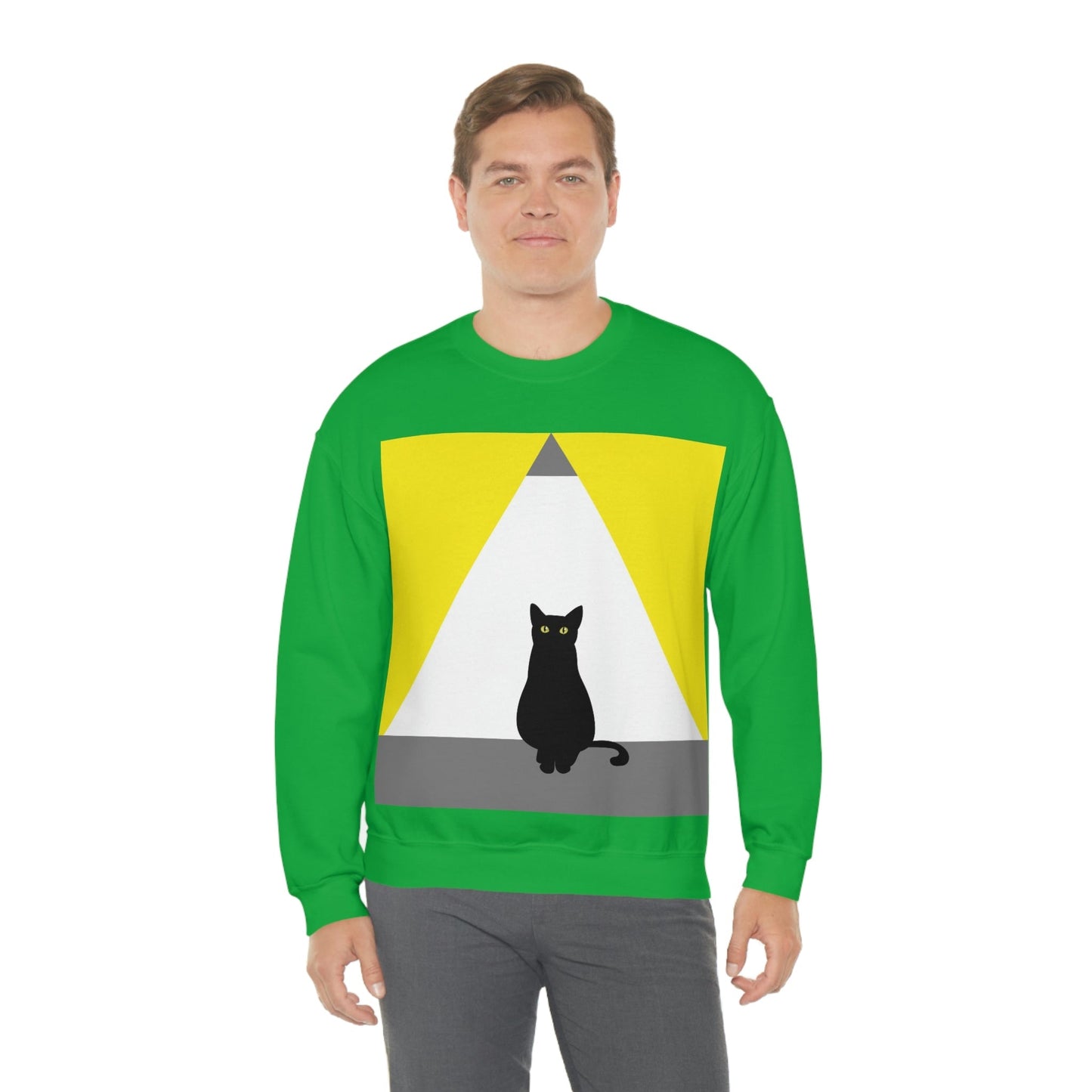 Black Cat Watching Lord of Light Looking At Sunset Unisex Heavy Blend™ Crewneck Sweatshirt Ichaku [Perfect Gifts Selection]