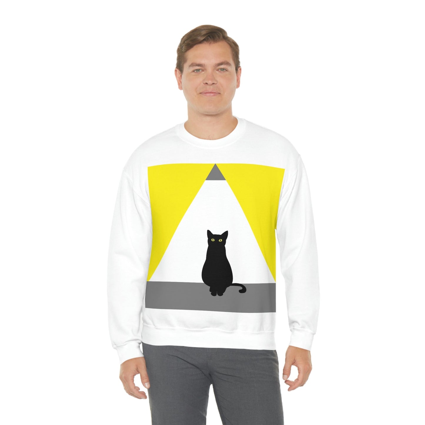 Black Cat Watching Lord of Light Looking At Sunset Unisex Heavy Blend™ Crewneck Sweatshirt Ichaku [Perfect Gifts Selection]