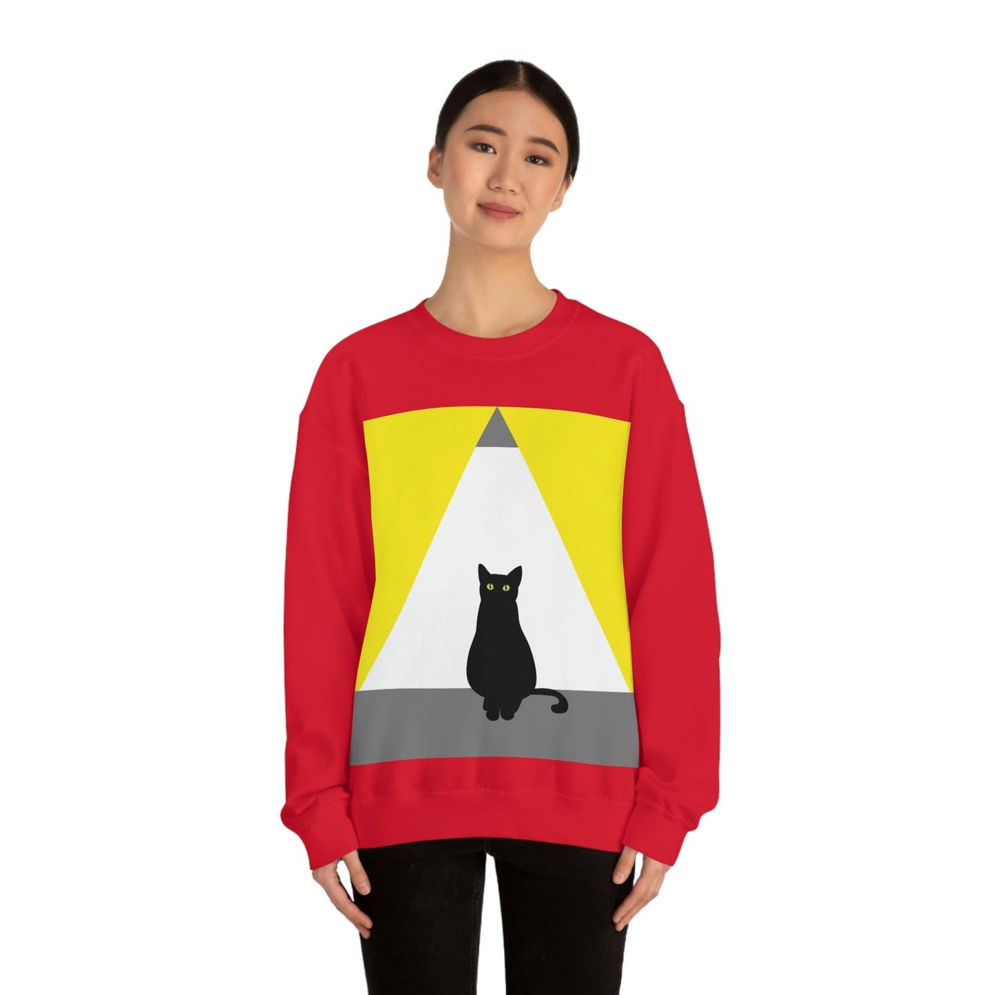 Black Cat Watching Lord of Light Looking At Sunset Unisex Heavy Blend™ Crewneck Sweatshirt Ichaku [Perfect Gifts Selection]