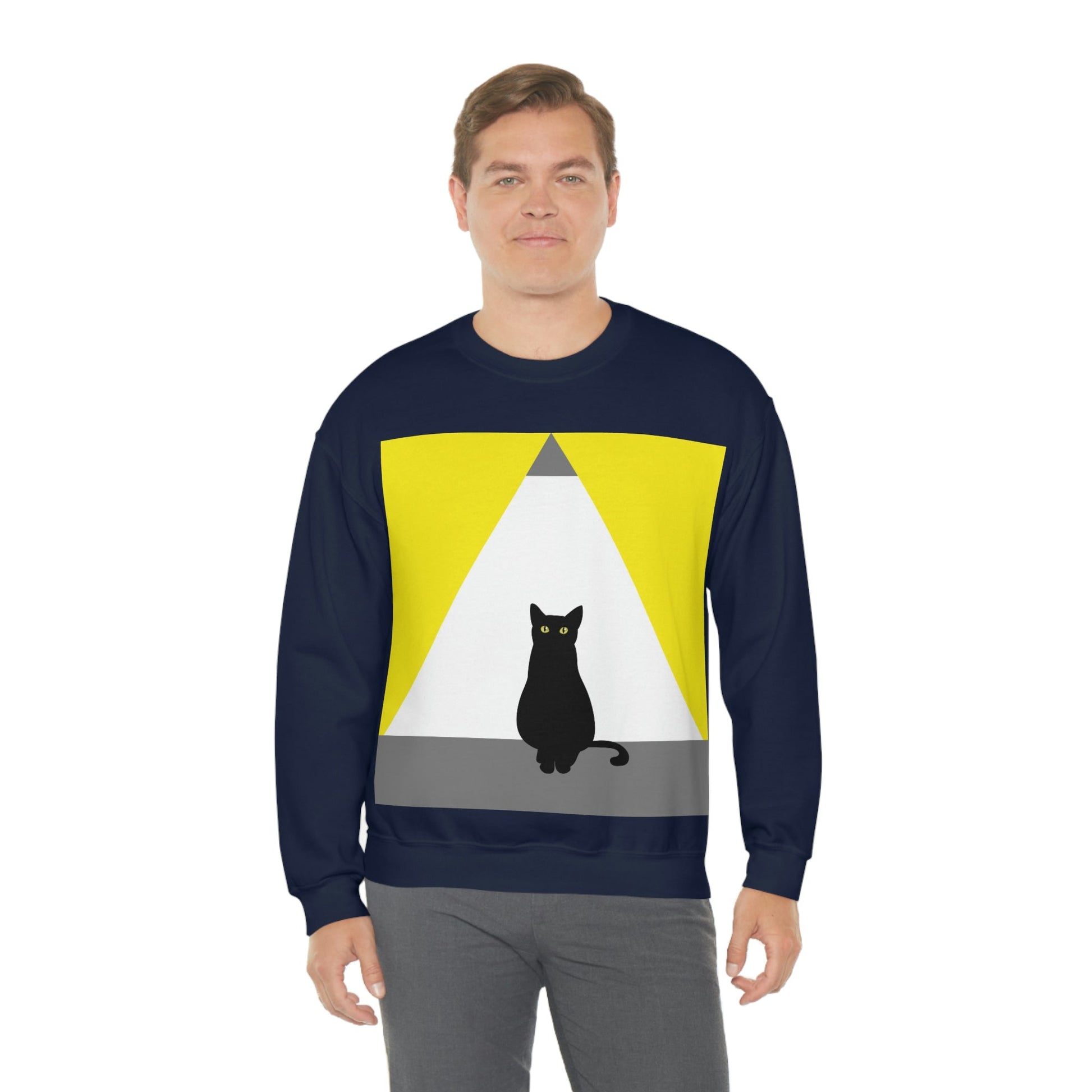 Black Cat Watching Lord of Light Looking At Sunset Unisex Heavy Blend™ Crewneck Sweatshirt Ichaku [Perfect Gifts Selection]