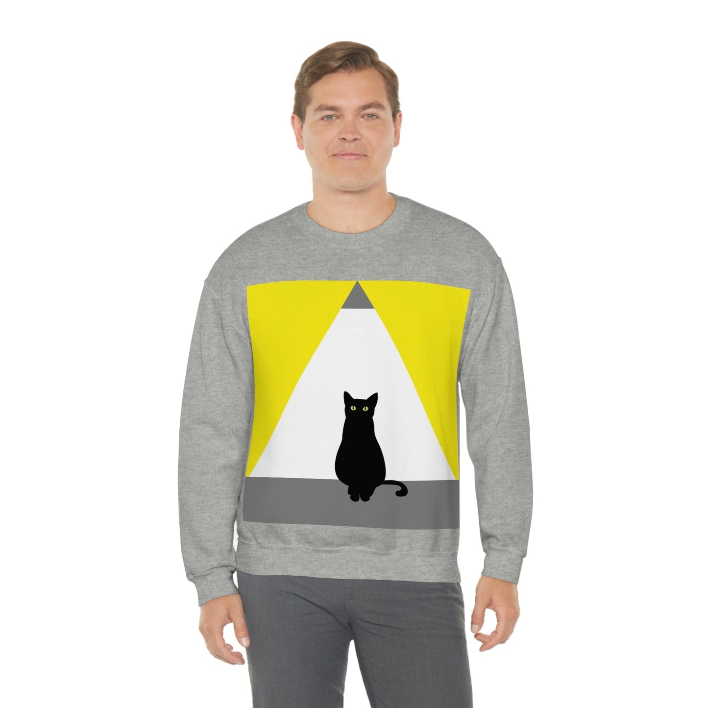 Black Cat Watching Lord of Light Looking At Sunset Unisex Heavy Blend™ Crewneck Sweatshirt Ichaku [Perfect Gifts Selection]