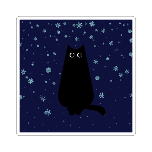 Black Cat Winter Snowflake Anime Art Die-Cut Sticker Ichaku [Perfect Gifts Selection]