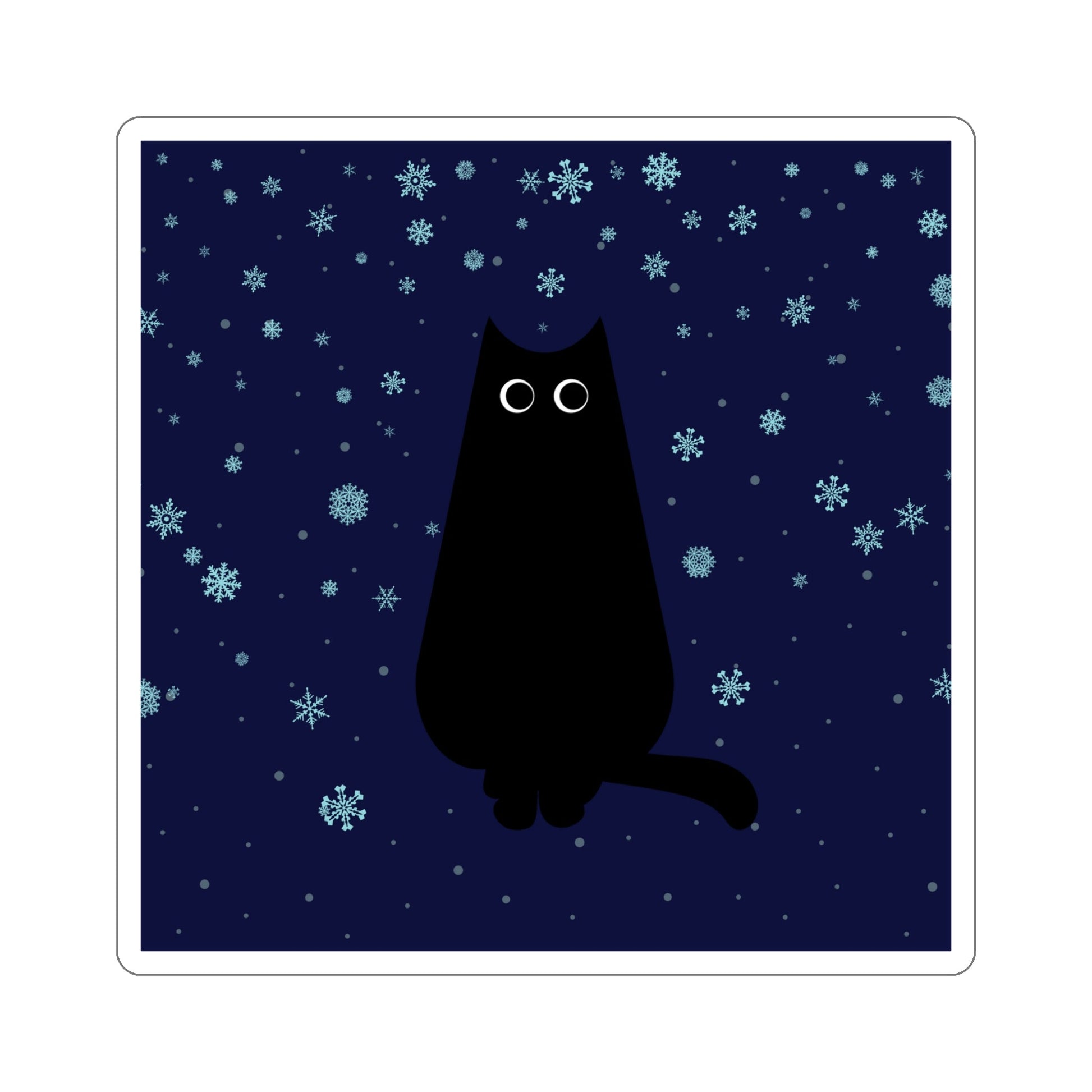 Black Cat Winter Snowflake Anime Art Die-Cut Sticker Ichaku [Perfect Gifts Selection]