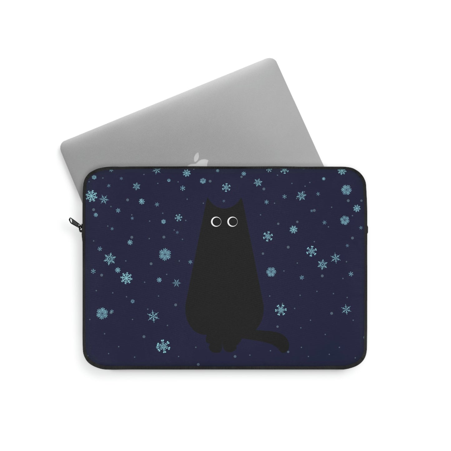 Black Cat Winter Snowflake Anime Art Laptop Sleeve Ichaku [Perfect Gifts Selection]